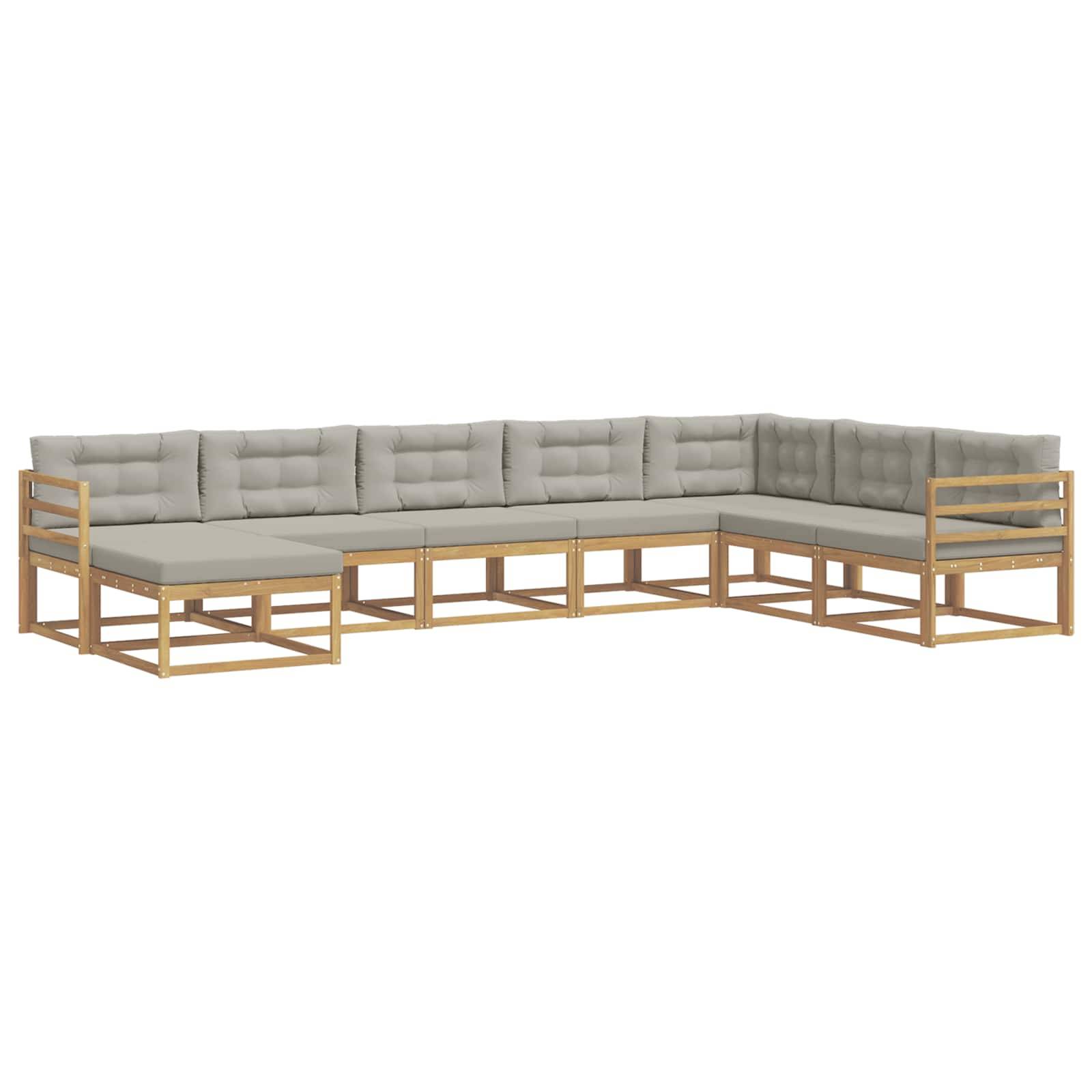 vidaXL Outdoor-Sofagarnitur 8 pcs Weiß und Hellgrau