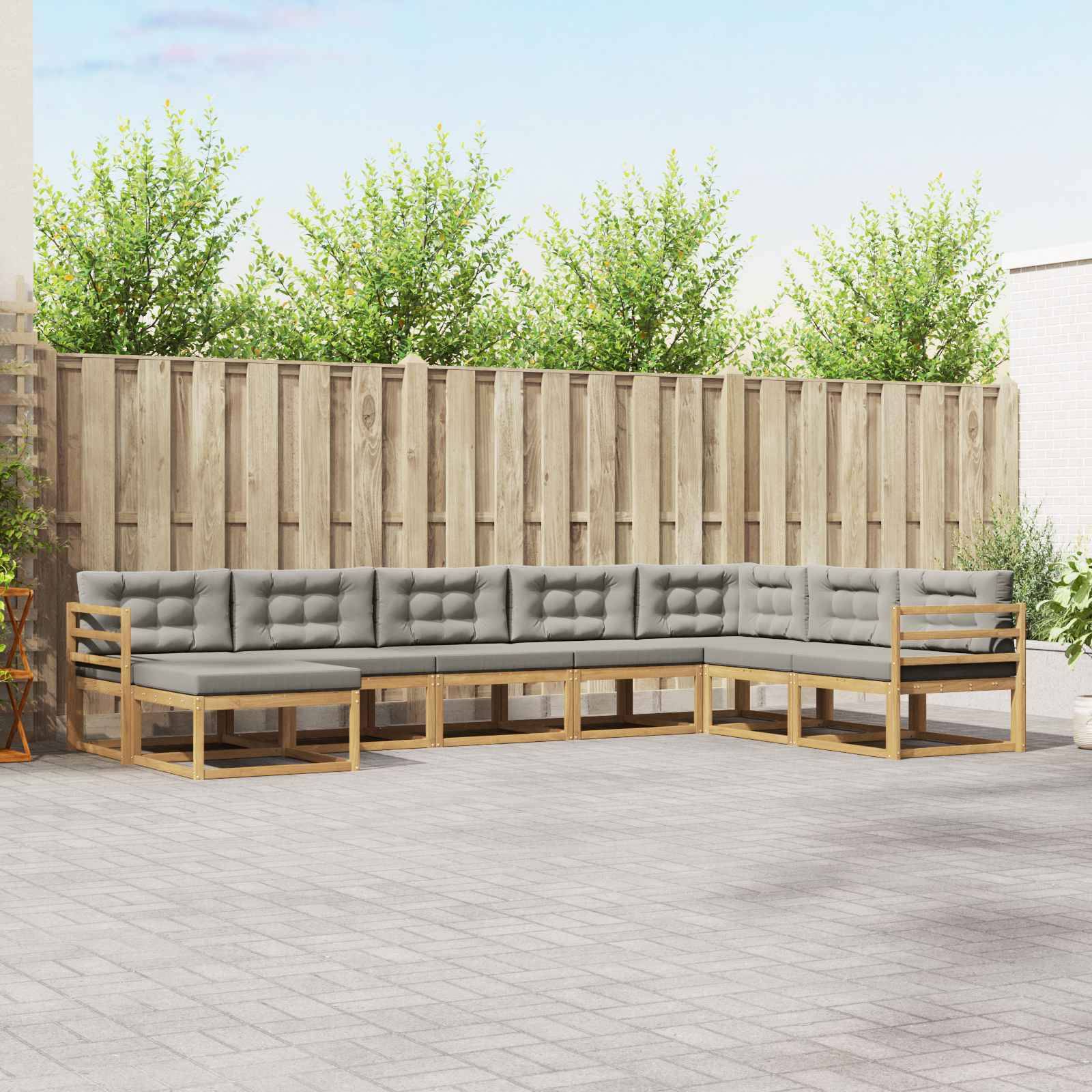 vidaXL Outdoor-Sofagarnitur 8 pcs Weiß und Hellgrau