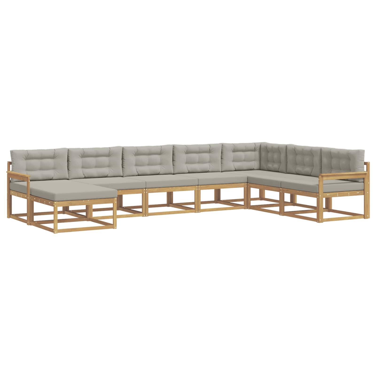 vidaXL Outdoor-Sofagarnitur 8 pcs Weiß und Hellgrau