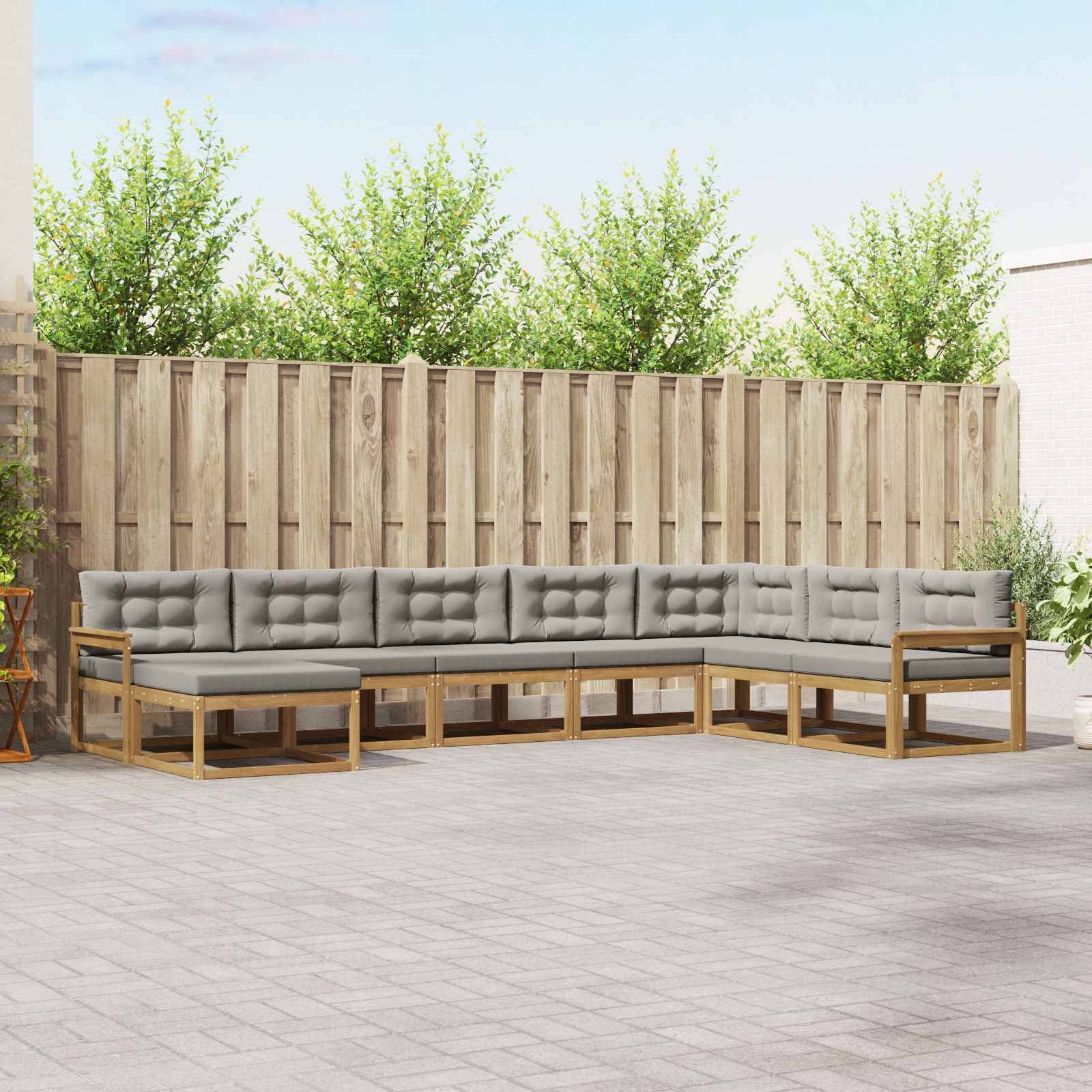 vidaXL Outdoor-Sofagarnitur 8 pcs Weiß und Hellgrau