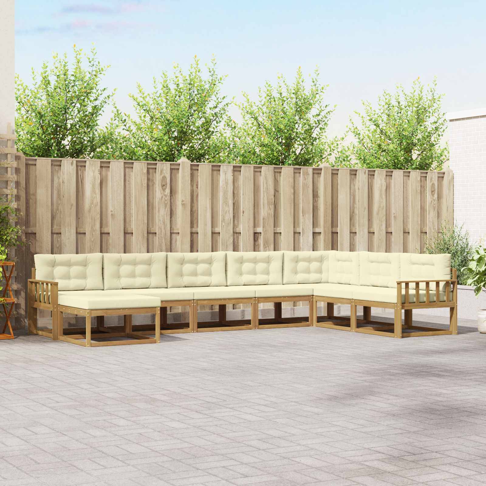 vidaXL Outdoor-Sofagarnitur 8 pcs Weiß und Creme