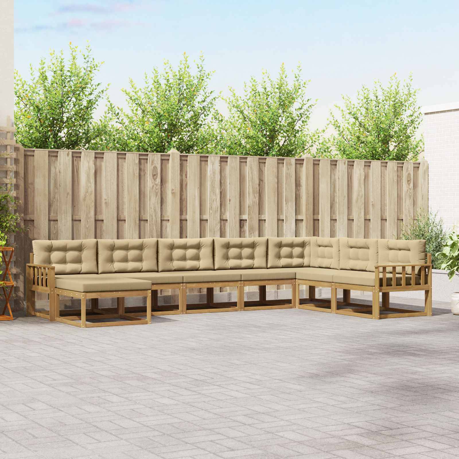 vidaXL Outdoor-Sofagarnitur 8 pcs Weiß und Beige