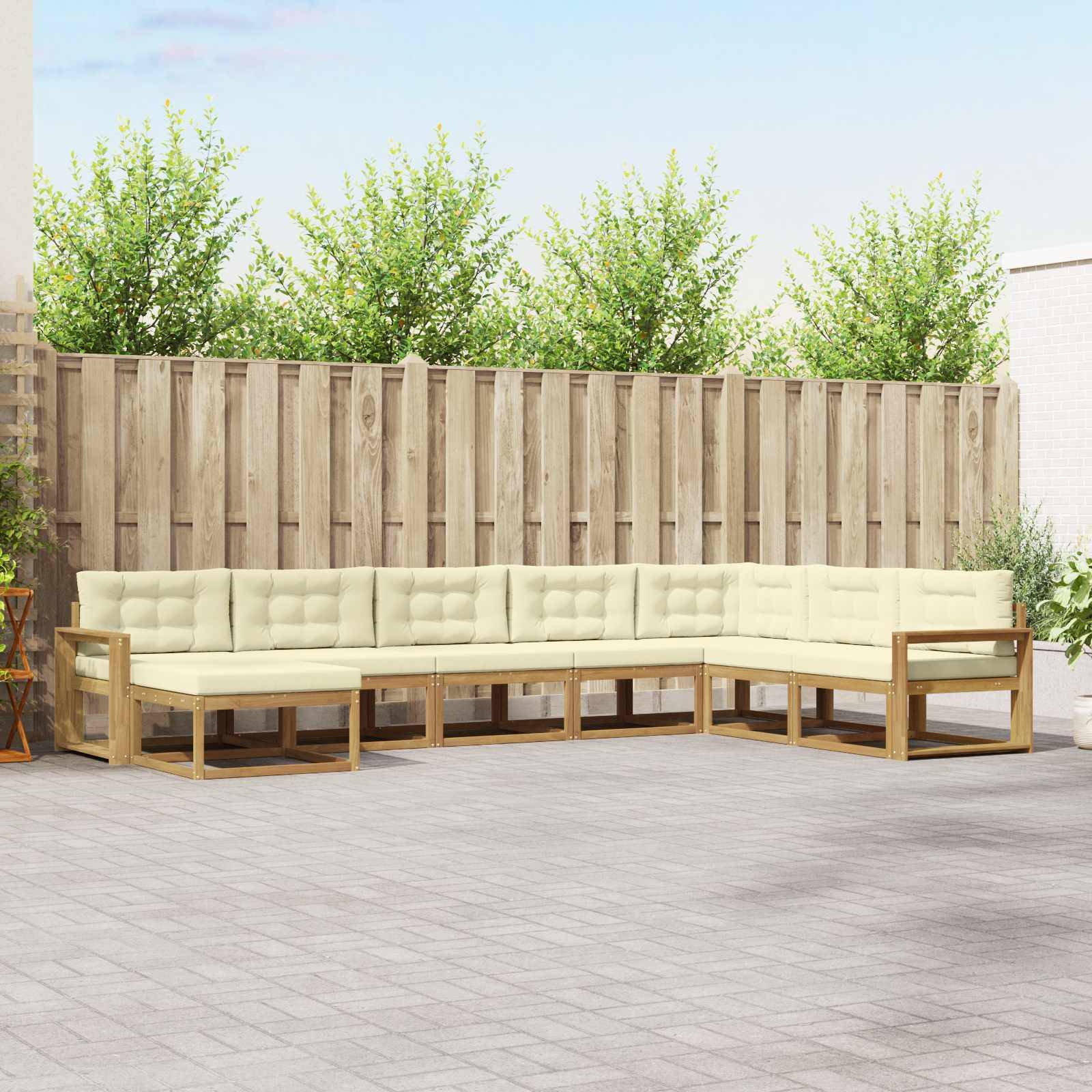 vidaXL Outdoor-Sofagarnitur 8 pcs Weiß und Creme