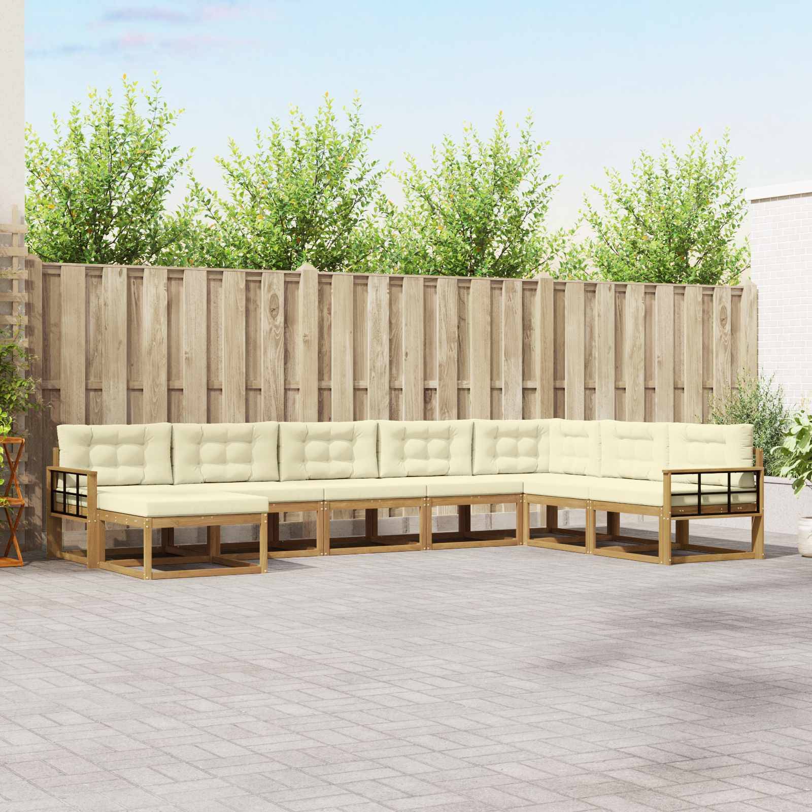 vidaXL Outdoor-Sofagarnitur 8 pcs Weiß und Creme