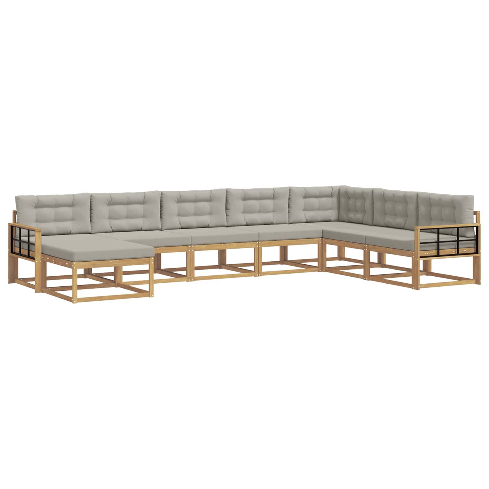 vidaXL Outdoor-Sofagarnitur 8 pcs Weiß und Hellgrau
