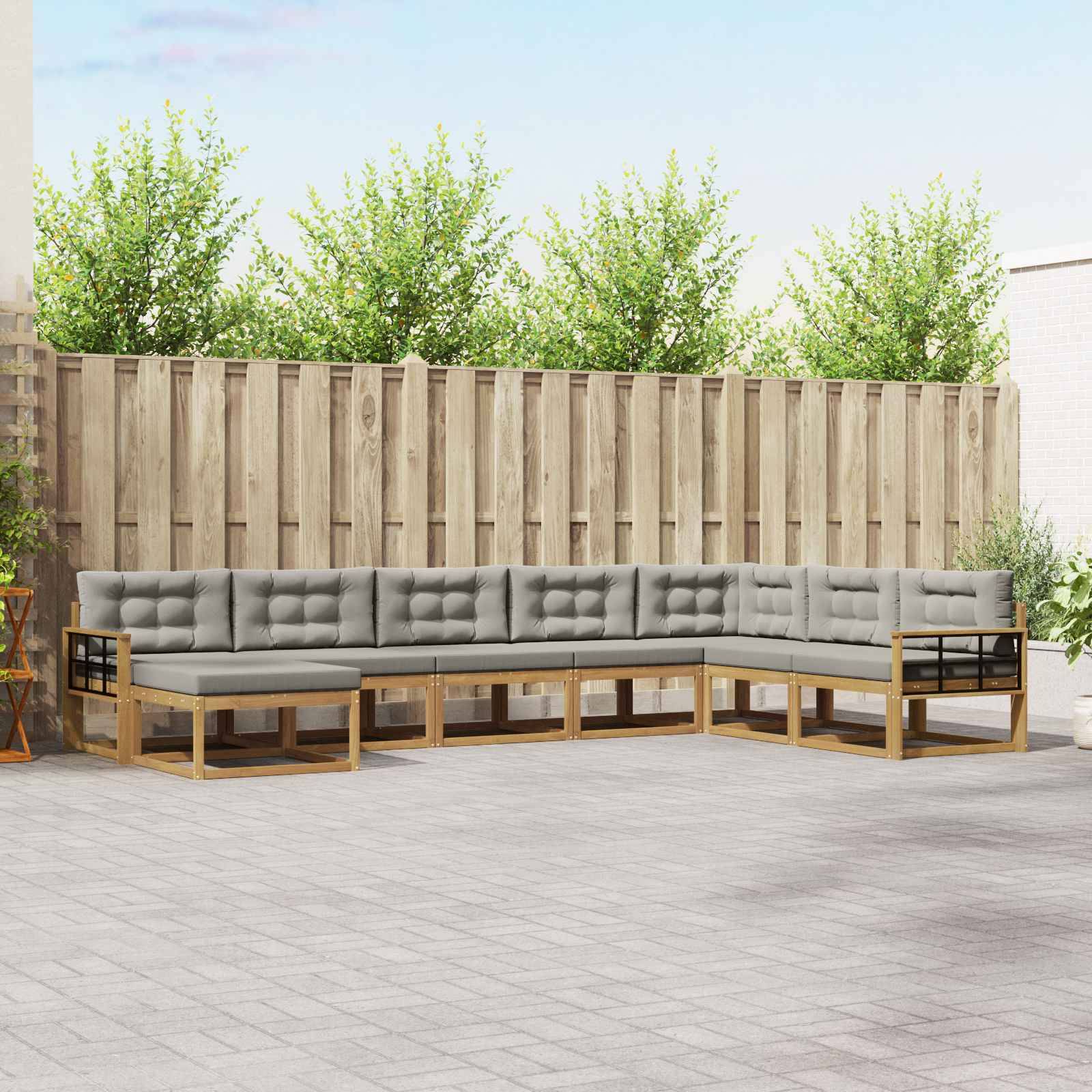 vidaXL Outdoor-Sofagarnitur 8 pcs Weiß und Hellgrau