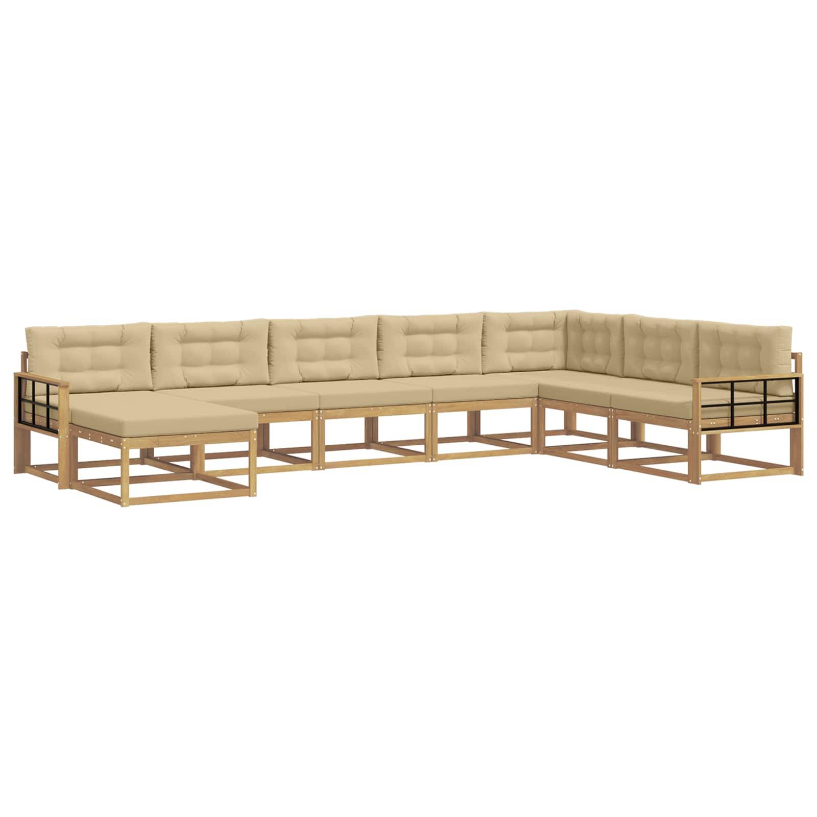 vidaXL Outdoor-Sofagarnitur 8 pcs Weiß und Beige