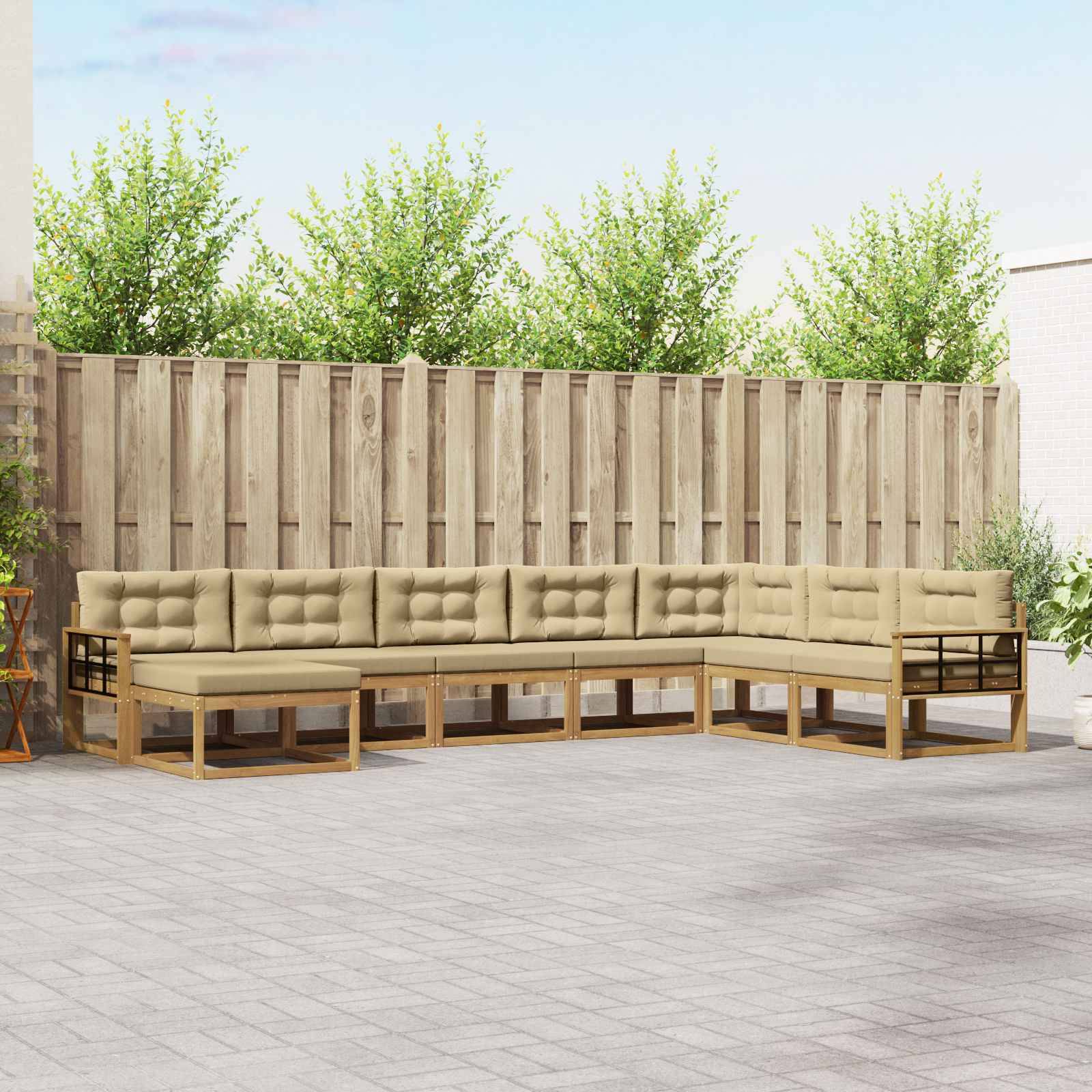 vidaXL Outdoor-Sofagarnitur 8 pcs Weiß und Beige