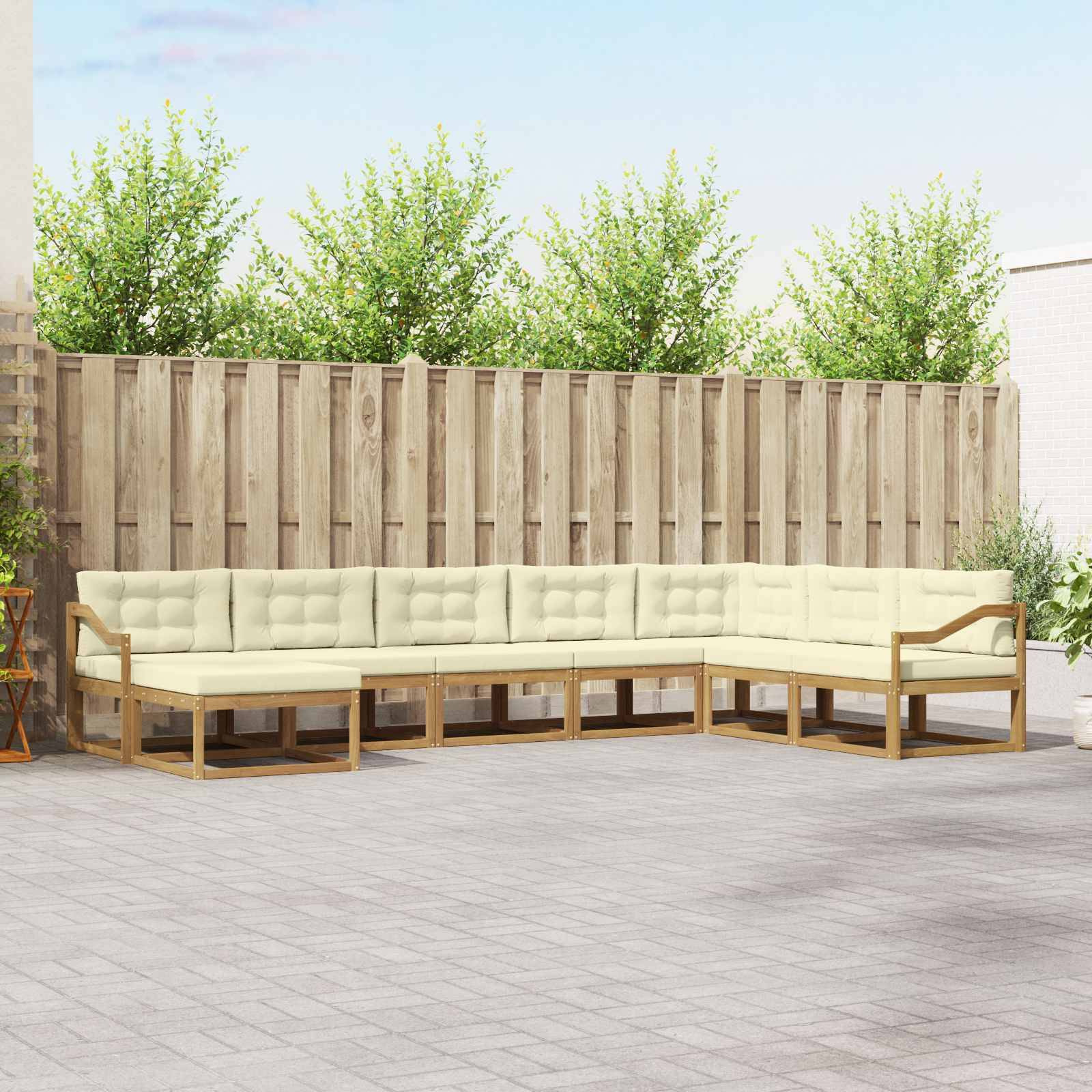 vidaXL Outdoor-Sofagarnitur 8 pcs Weiß und Creme
