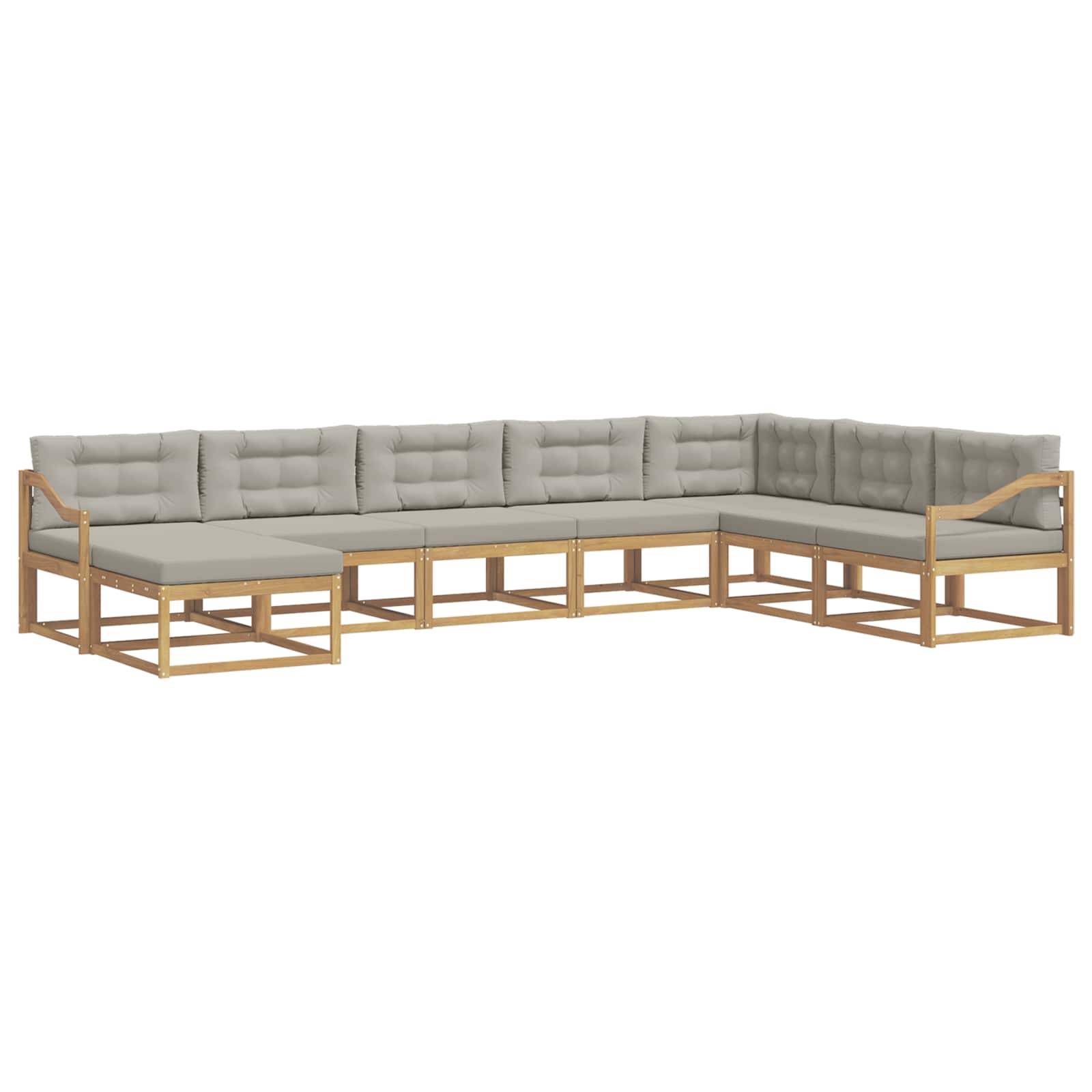 vidaXL Outdoor-Sofagarnitur 8 pcs Weiß und Hellgrau