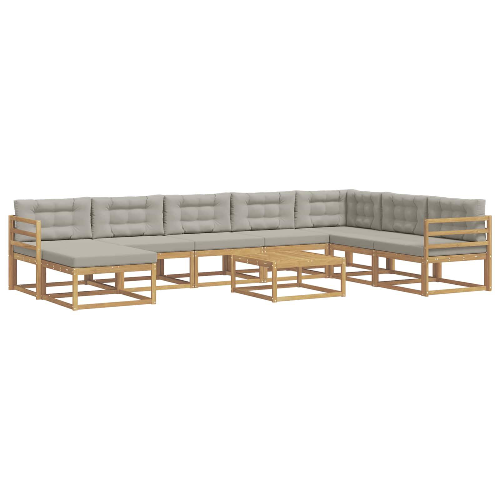 vidaXL Outdoor-Sofagarnitur 9 pcs Weiß und Hellgrau