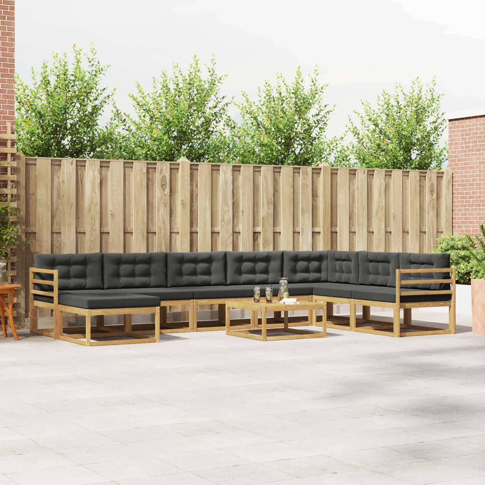 vidaXL Outdoor-Sofagarnitur 9 pcs Weiß und Anthrazit