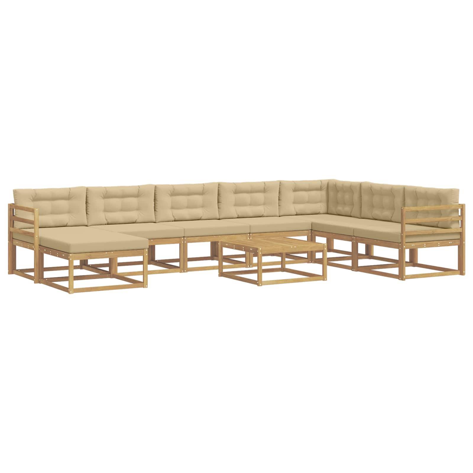 vidaXL Outdoor-Sofagarnitur 9 pcs Weiß und Beige