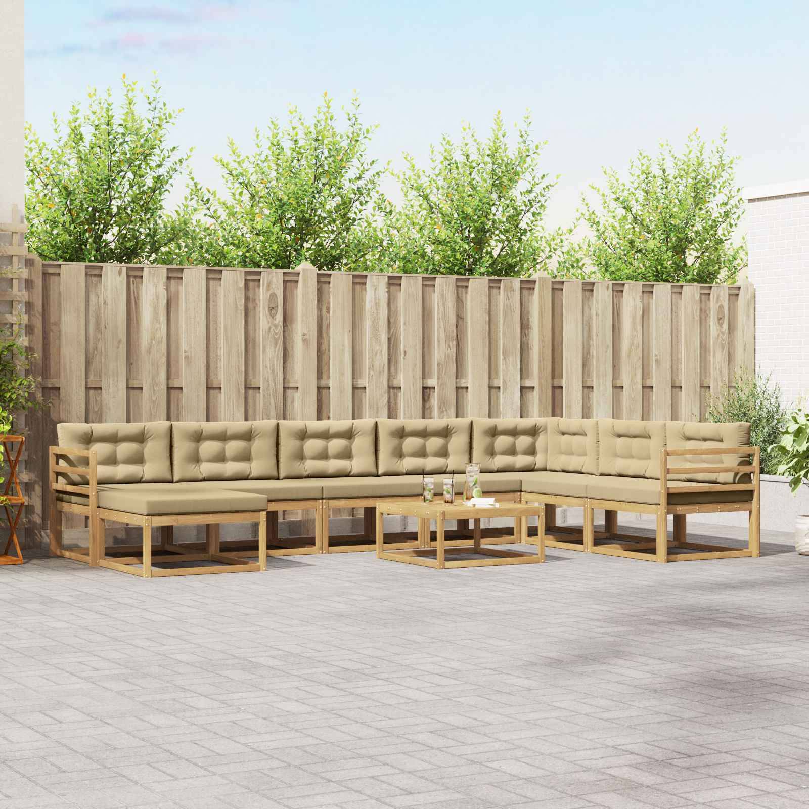 vidaXL Outdoor-Sofagarnitur 9 pcs Weiß und Beige
