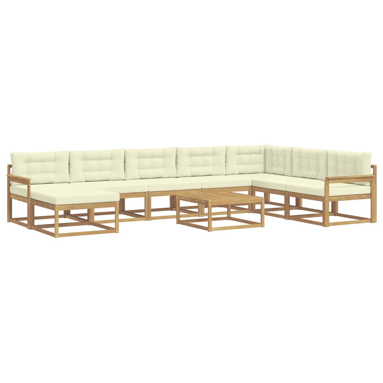 vidaXL Outdoor-Sofagarnitur 9 pcs Weiß und Creme