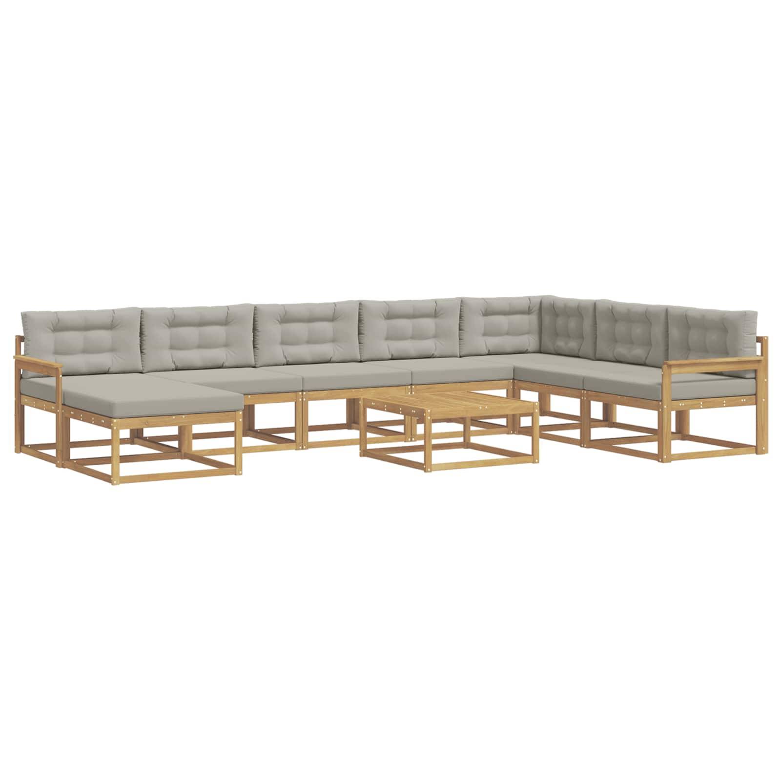 vidaXL Outdoor-Sofagarnitur 9 pcs Weiß und Hellgrau
