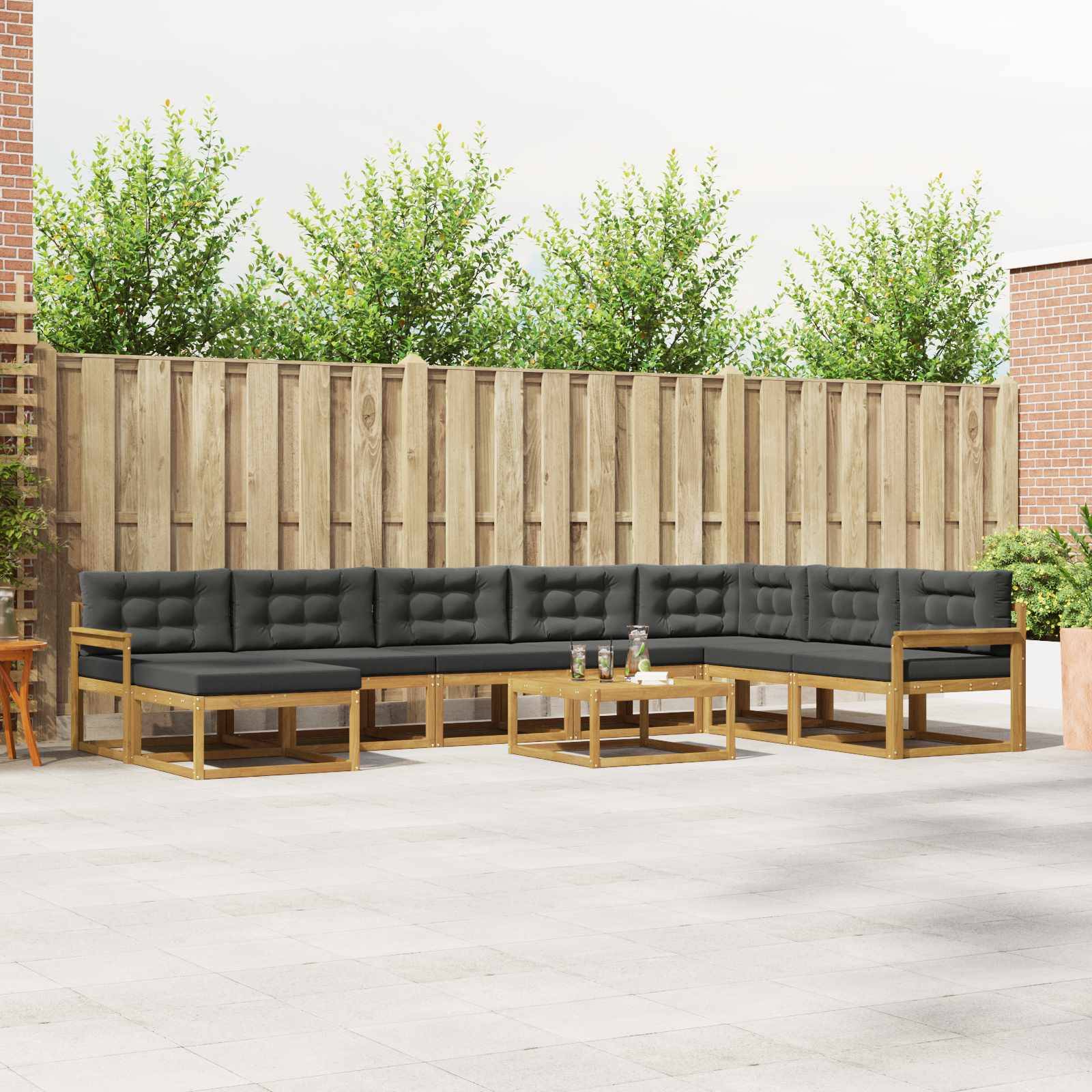 vidaXL Outdoor-Sofagarnitur 9 pcs Weiß und Anthrazit