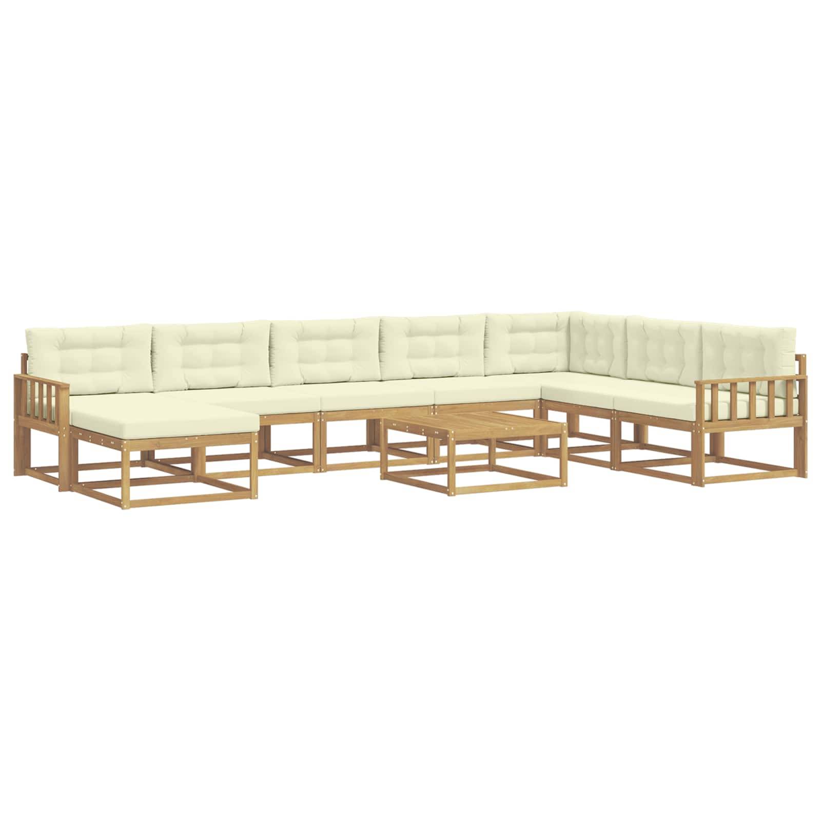 vidaXL Outdoor-Sofagarnitur 9 pcs Weiß und Creme