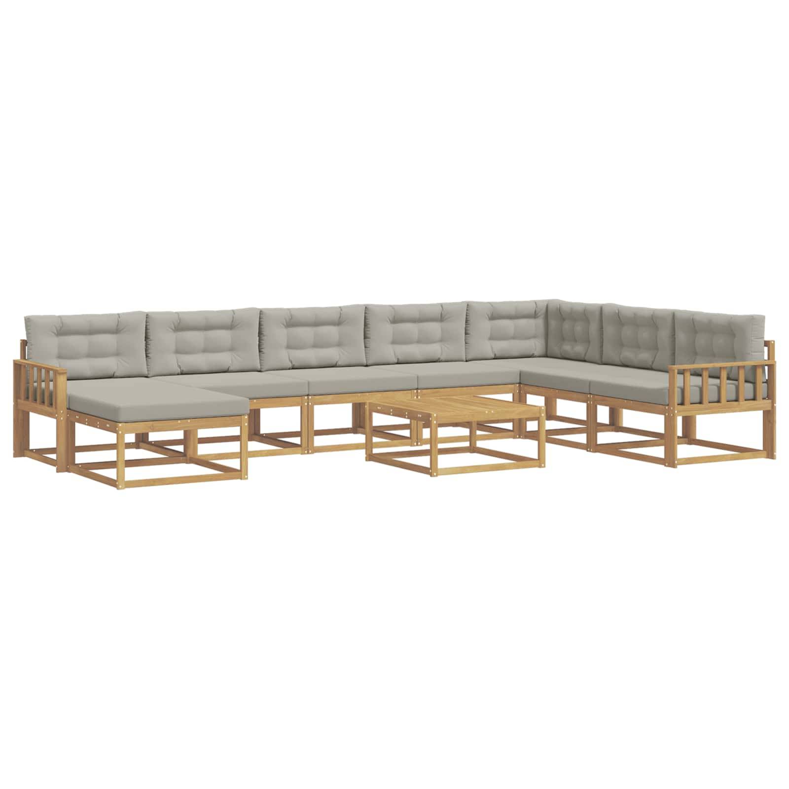 vidaXL Outdoor-Sofagarnitur 9 pcs Weiß und Hellgrau