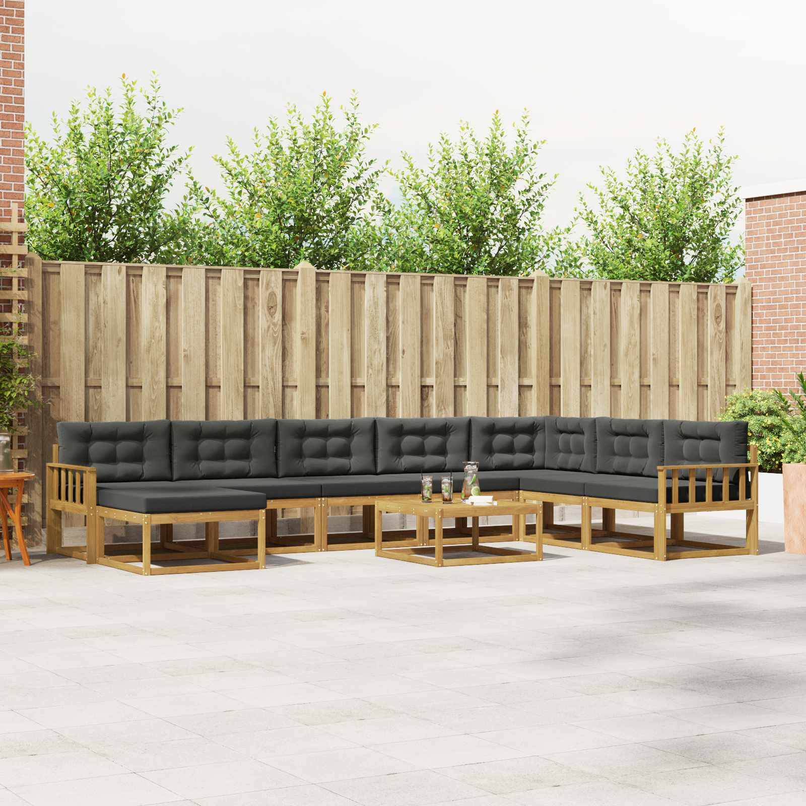 vidaXL Outdoor-Sofagarnitur 9 pcs Weiß und Anthrazit