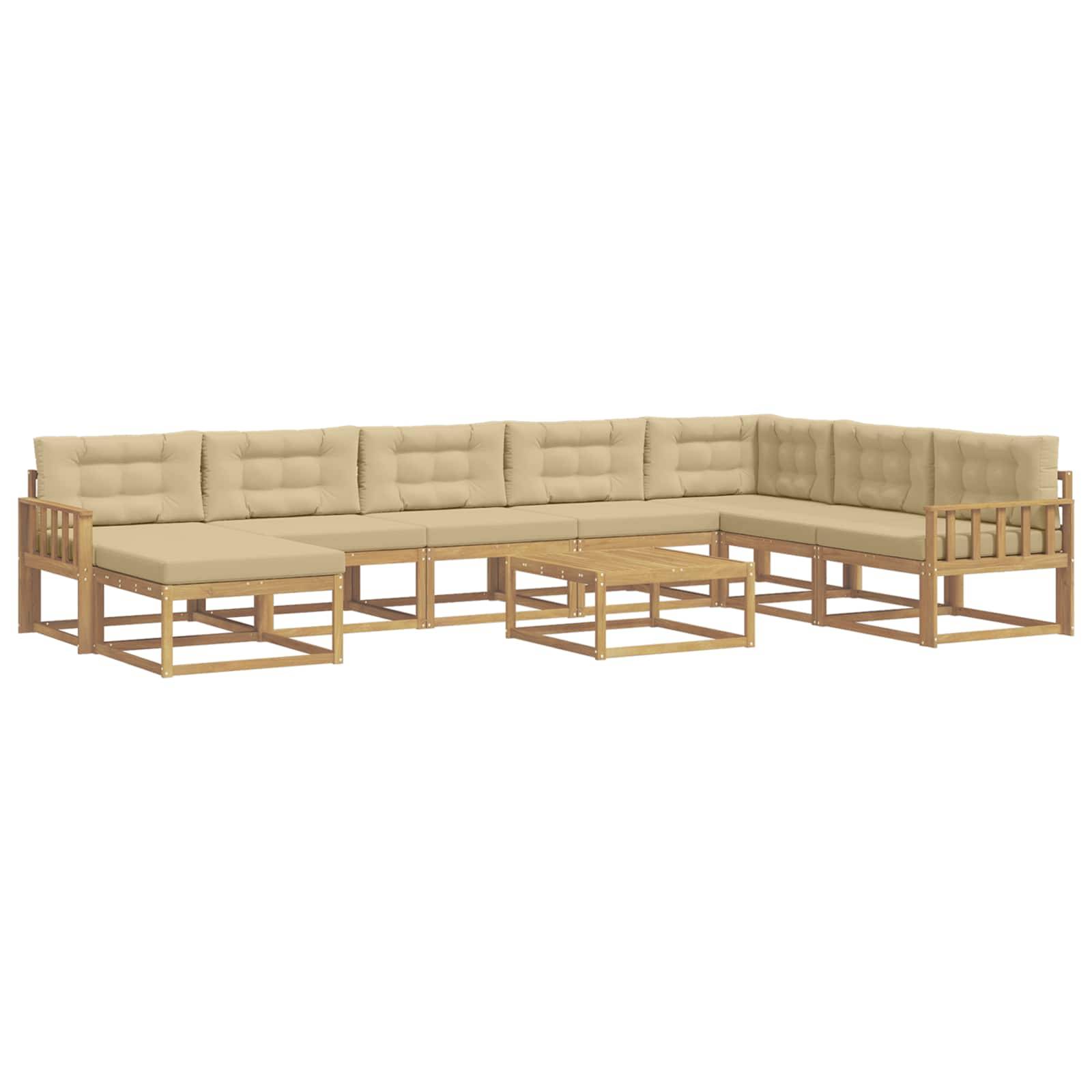 vidaXL Outdoor-Sofagarnitur 9 pcs Weiß und Beige