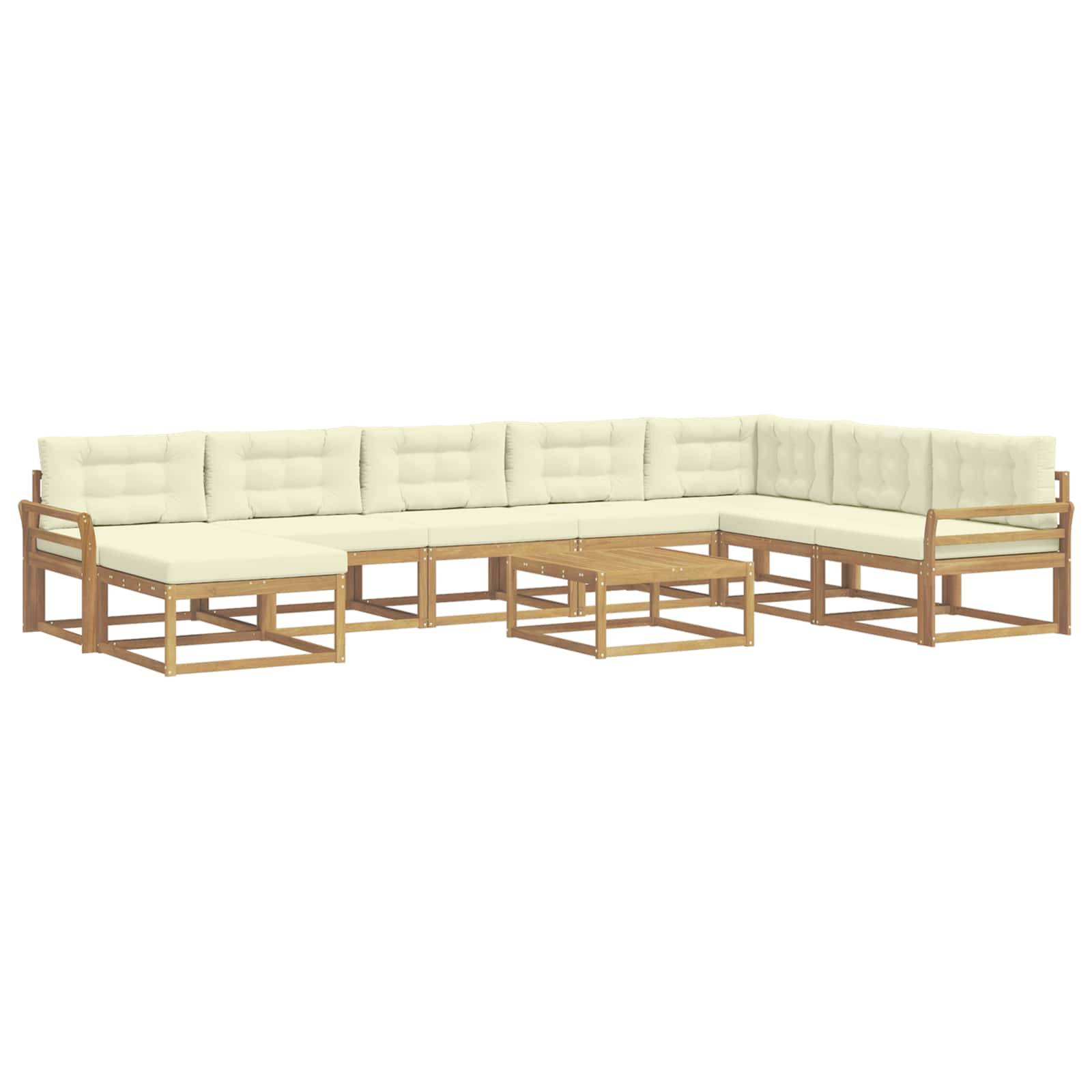 vidaXL Outdoor-Sofagarnitur 9 pcs Weiß und Creme