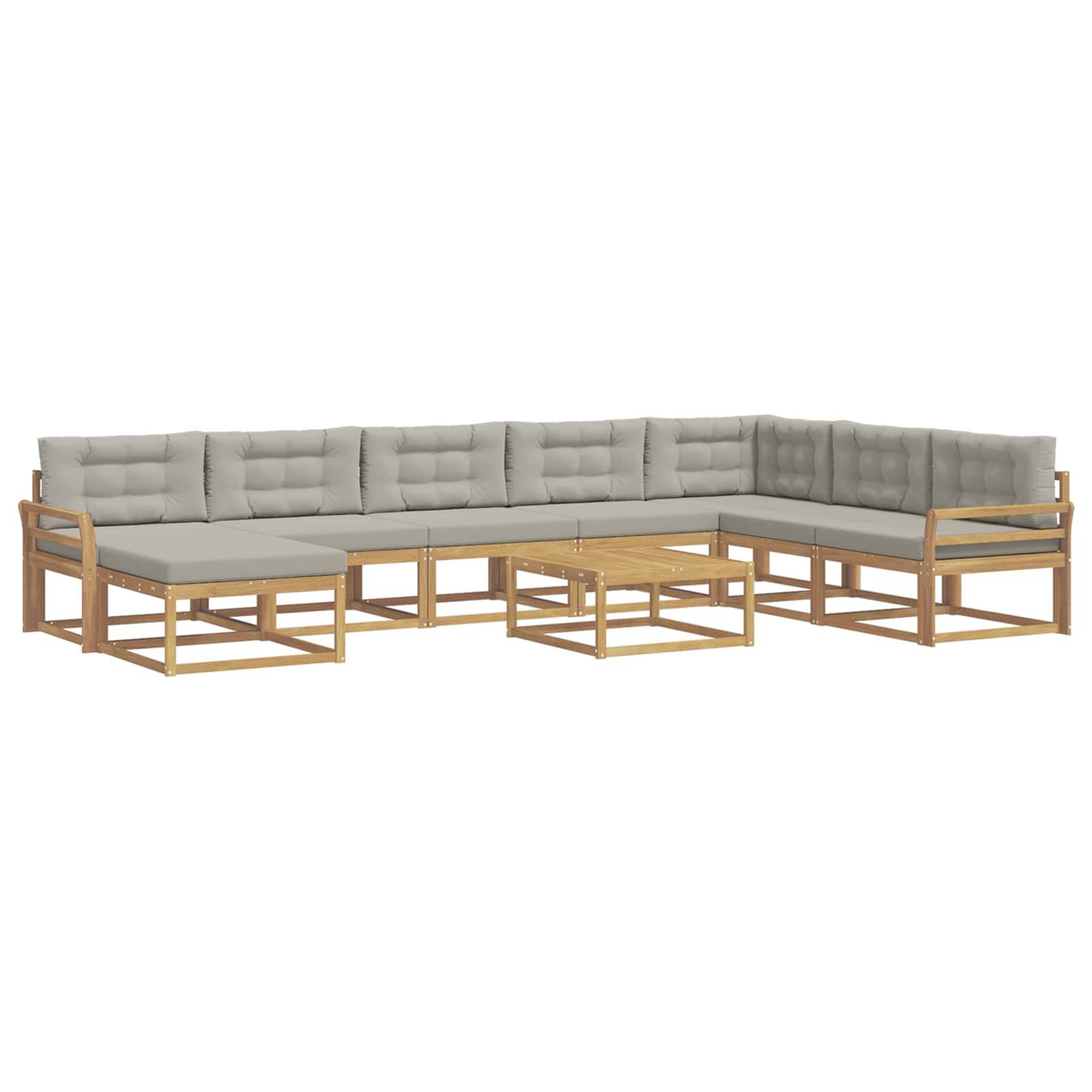 vidaXL Outdoor-Sofagarnitur 9 pcs Weiß und Hellgrau