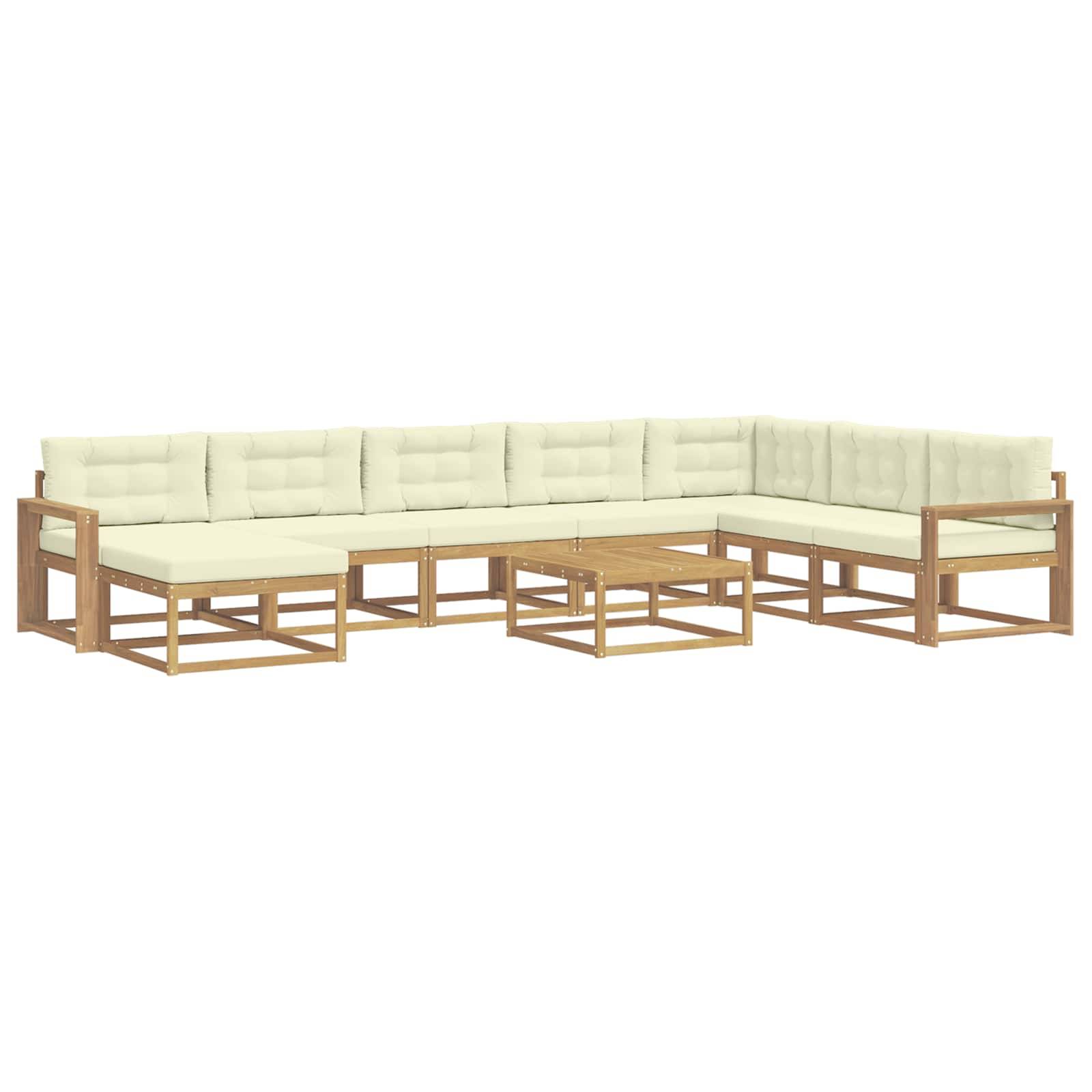 vidaXL Outdoor-Sofagarnitur 9 pcs Weiß und Creme
