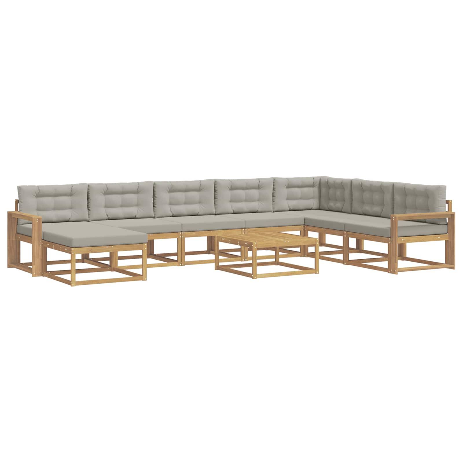vidaXL Outdoor-Sofagarnitur 9 pcs Weiß und Hellgrau