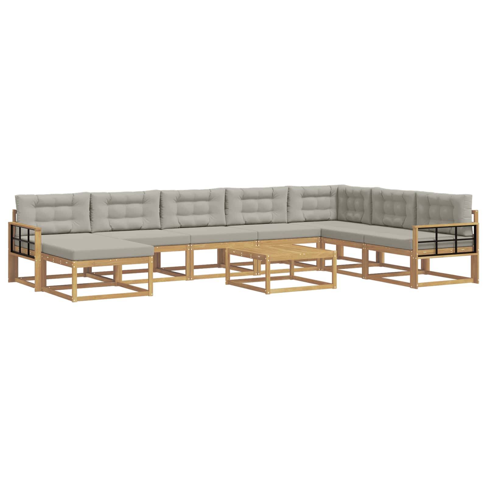 vidaXL Outdoor-Sofagarnitur 9 pcs Weiß und Hellgrau