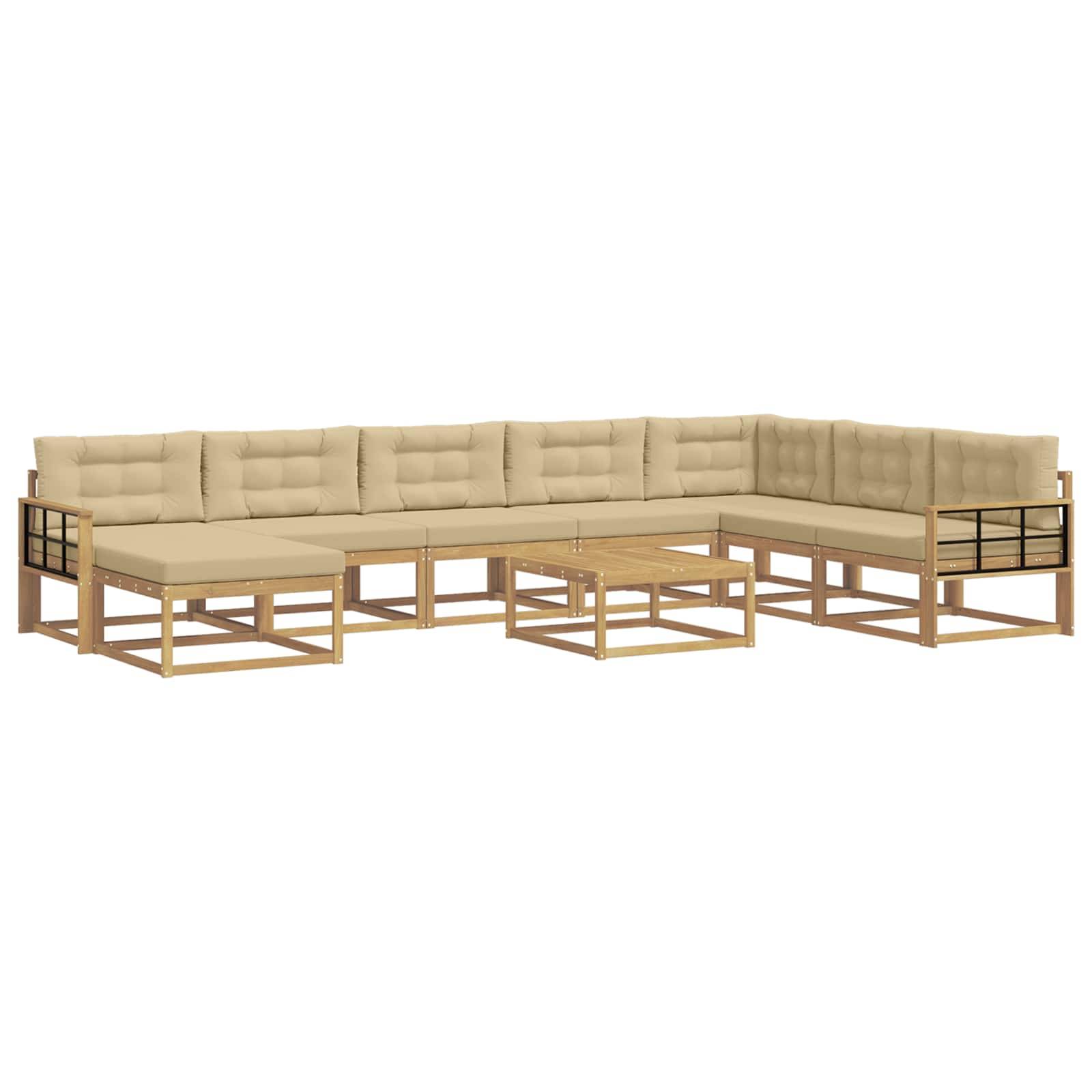 vidaXL Outdoor-Sofagarnitur 9 pcs Weiß und Beige