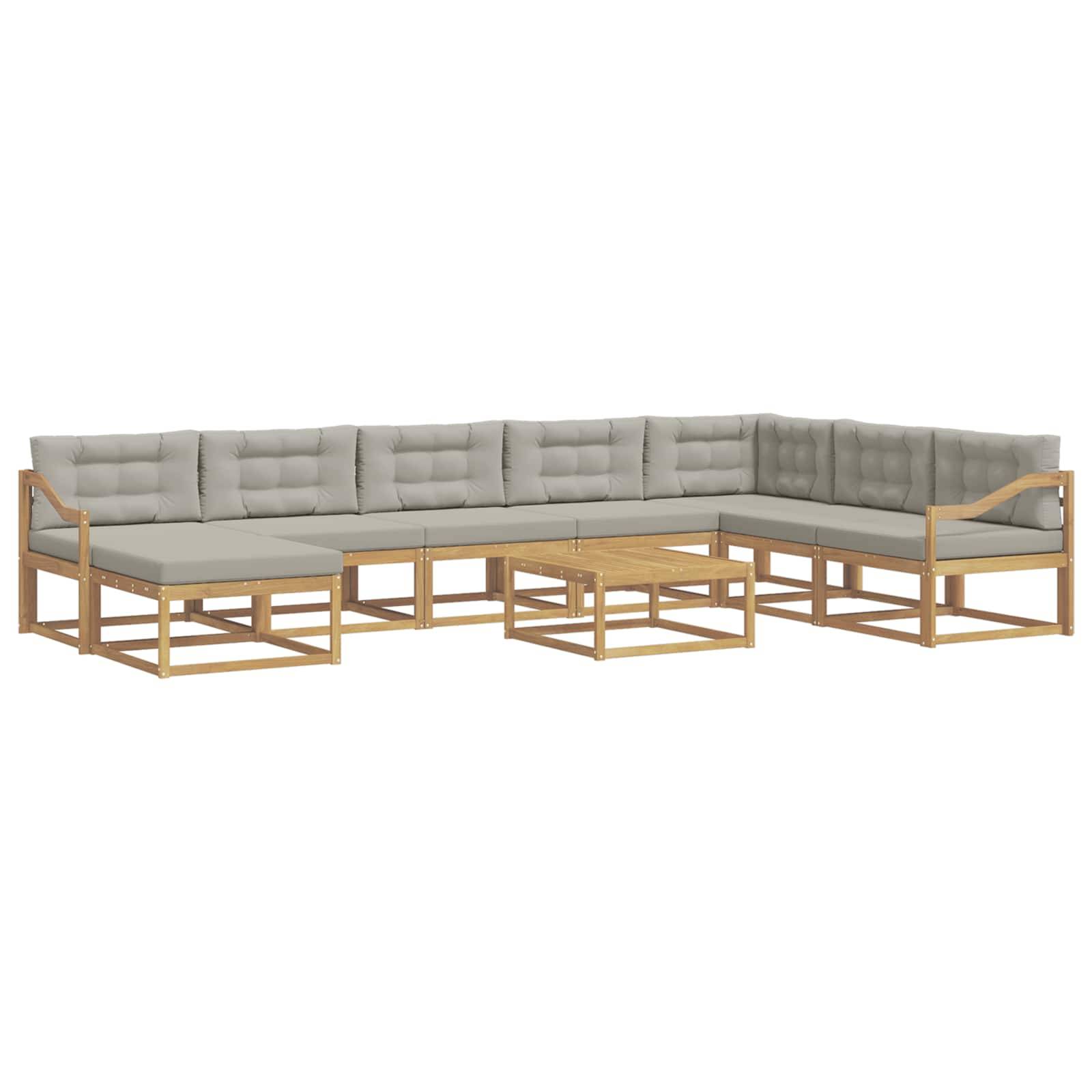 vidaXL Outdoor-Sofagarnitur 9 pcs Weiß und Hellgrau