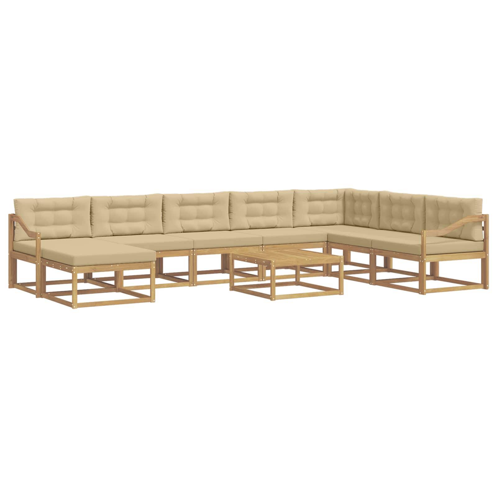 vidaXL Outdoor-Sofagarnitur 9 pcs Weiß und Beige