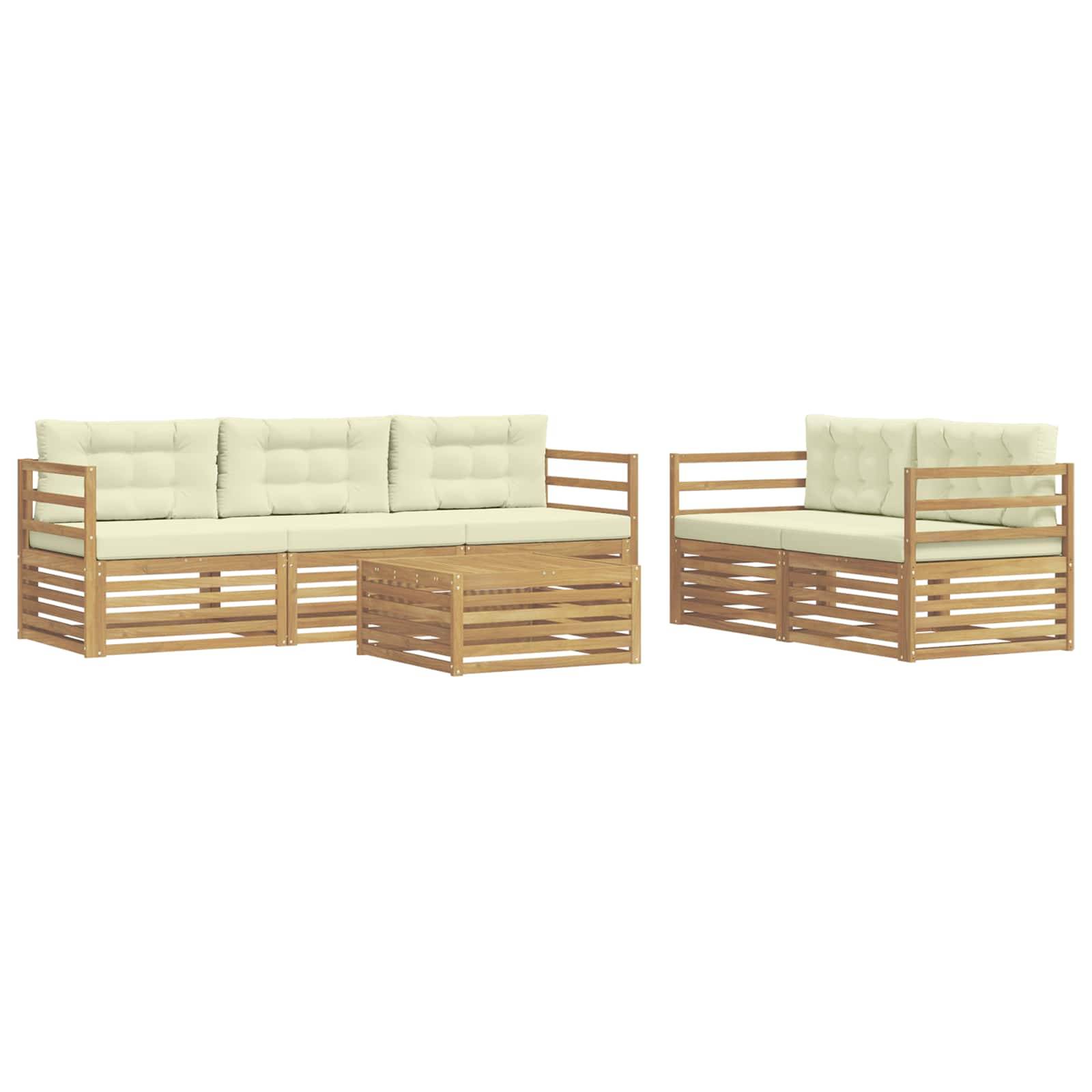 vidaXL Outdoor-Sofagarnitur 6 pcs Weiß und Creme