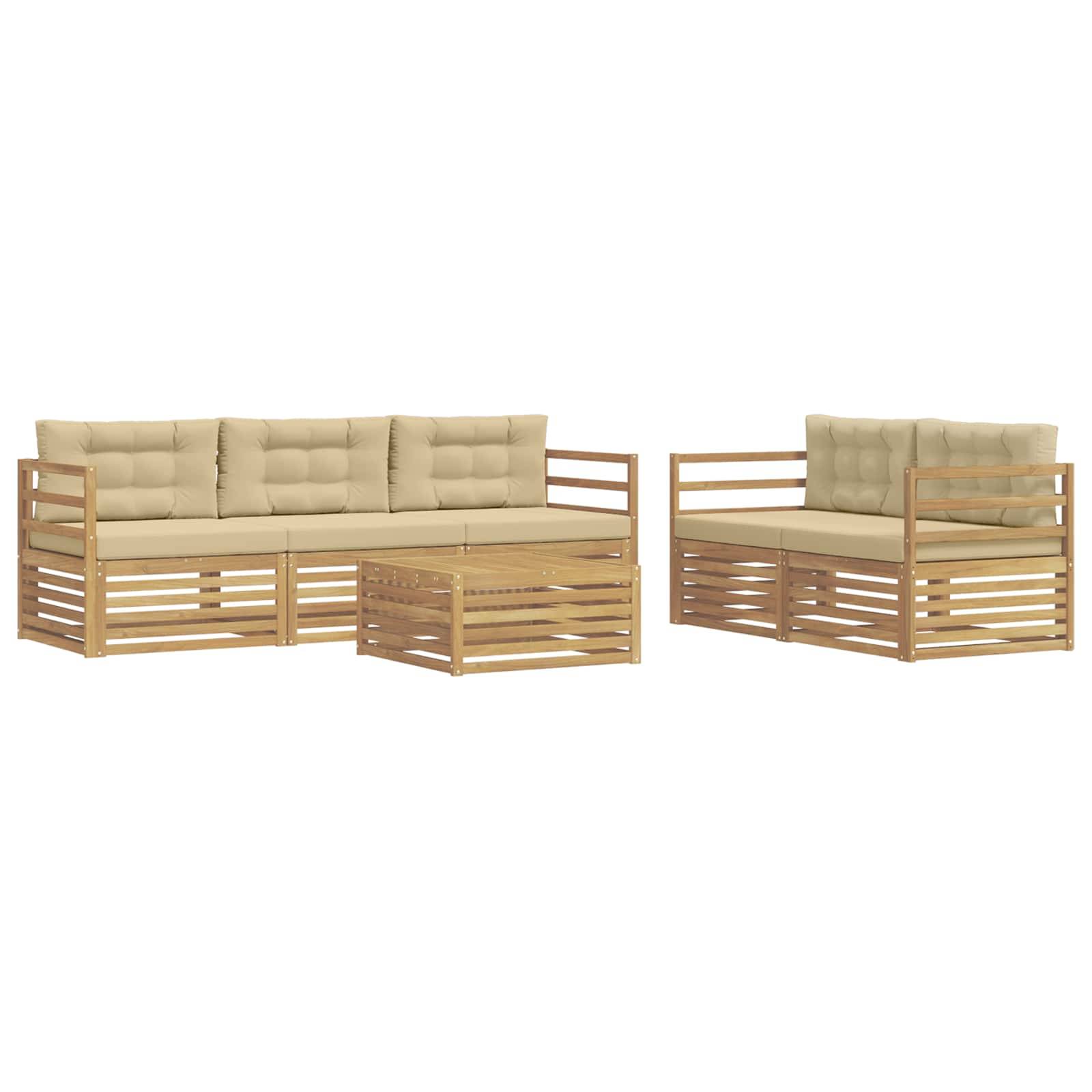 vidaXL Outdoor-Sofagarnitur 6 pcs Weiß und Beige