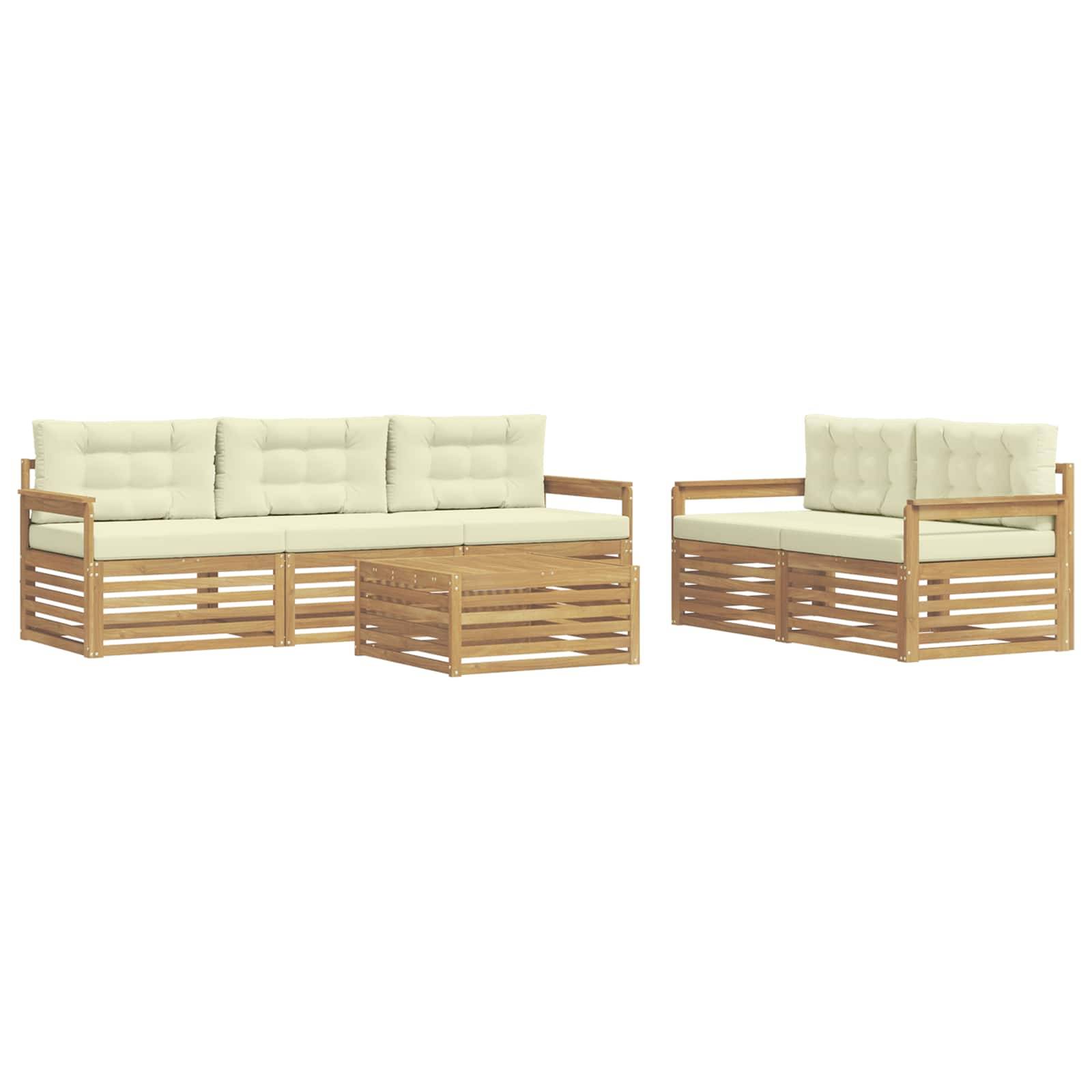 vidaXL Outdoor-Sofagarnitur 6 pcs Weiß und Creme