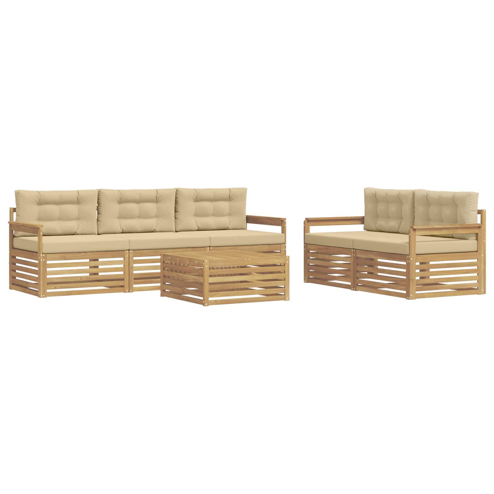 vidaXL Outdoor-Sofagarnitur 6 pcs Weiß und Beige