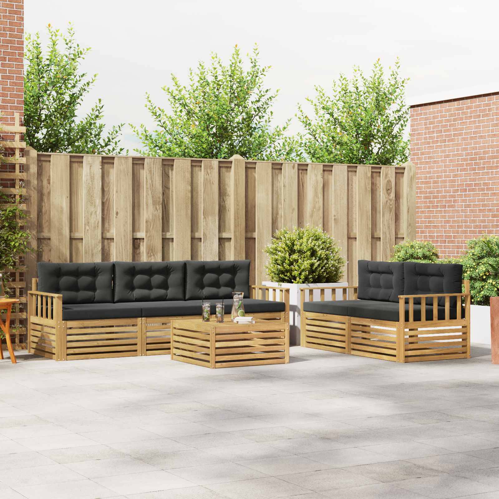 vidaXL Outdoor-Sofagarnitur 6 pcs Weiß und Anthrazit