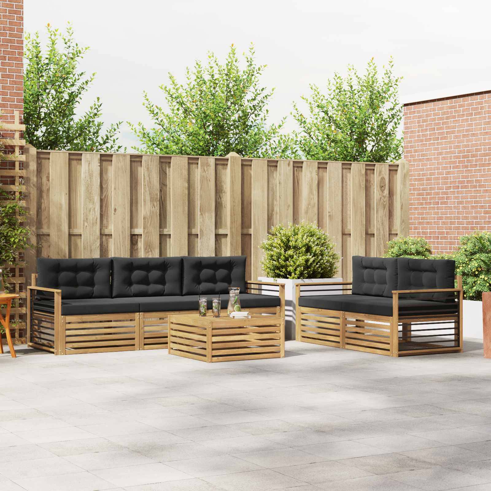 vidaXL Outdoor-Sofagarnitur 6 pcs Weiß und Anthrazit
