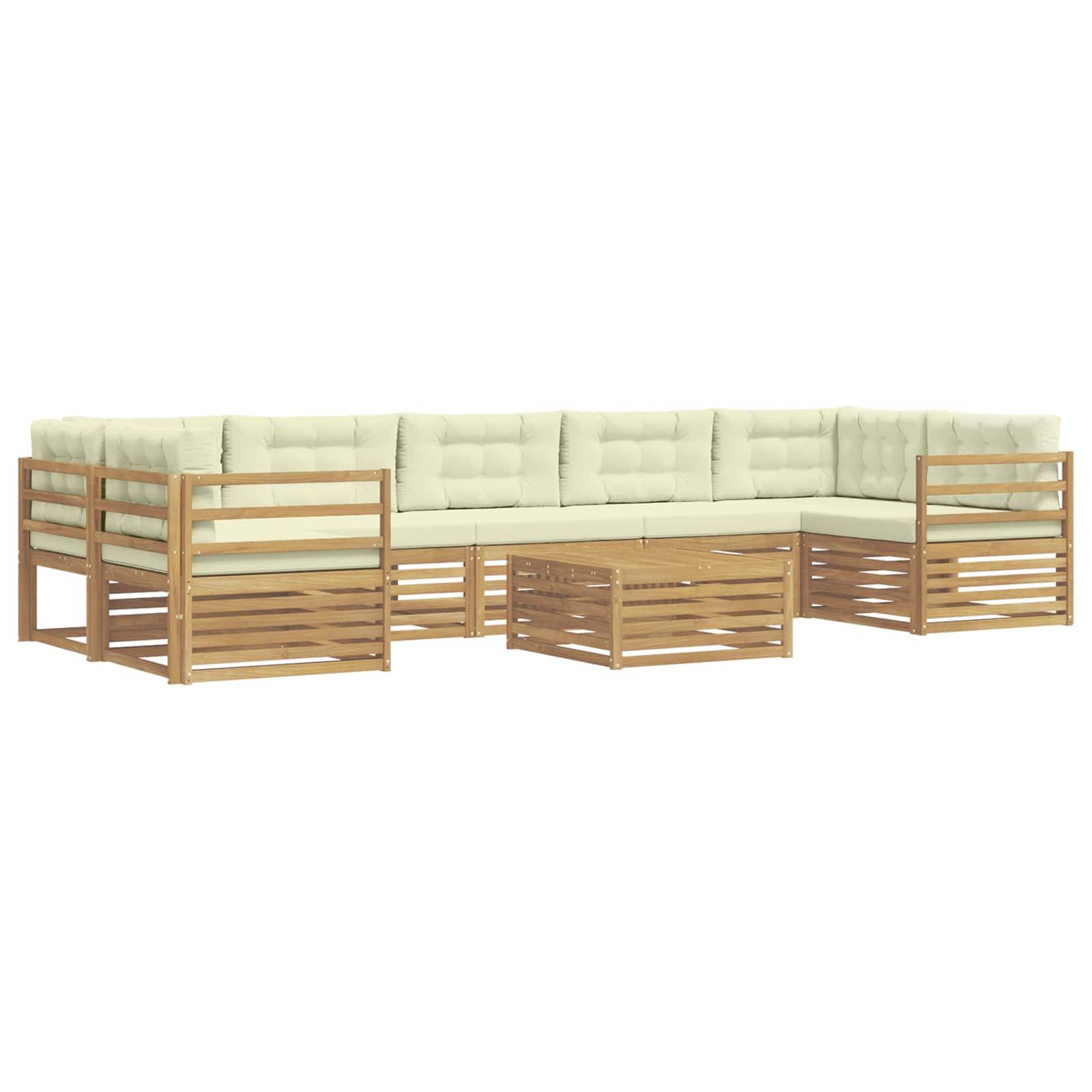 vidaXL Outdoor-Sofagarnitur 8 pcs Weiß und Creme Massivholz Akazie