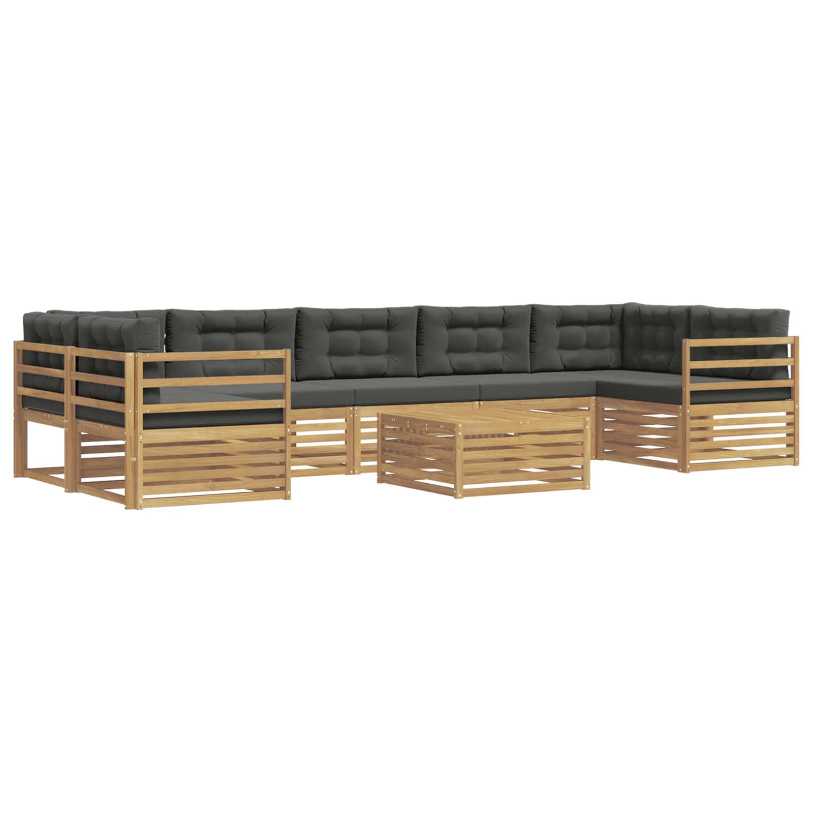 vidaXL Outdoor-Sofagarnitur 8 pcs Weiß und Anthrazit Massivholz Akazie