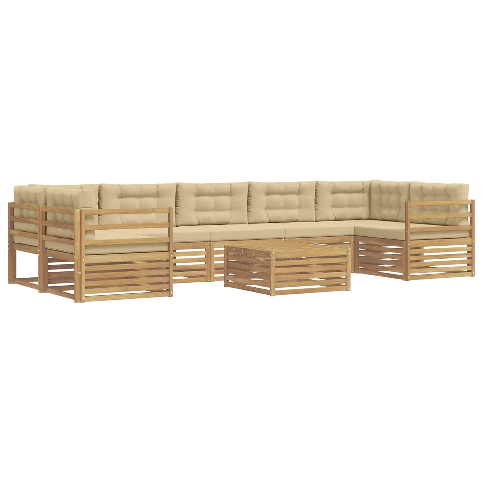 vidaXL Outdoor-Sofagarnitur 8 pcs Weiß und Beige Massivholz Akazie