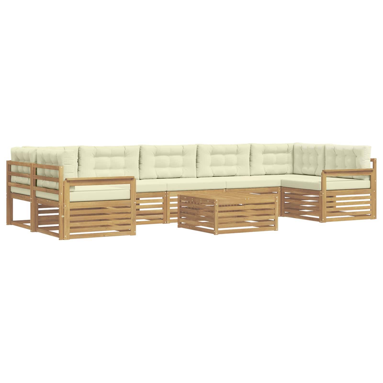 vidaXL Outdoor-Sofagarnitur 8 pcs Weiß und Creme Massivholz Akazie