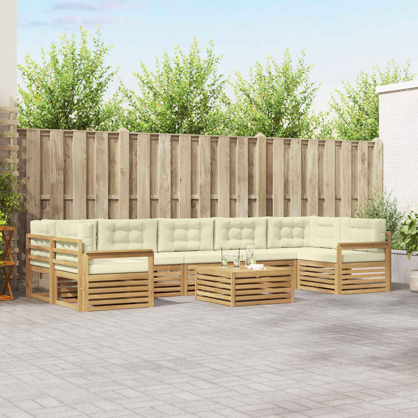 vidaXL Outdoor-Sofagarnitur 8 pcs Weiß und Creme Massivholz Akazie