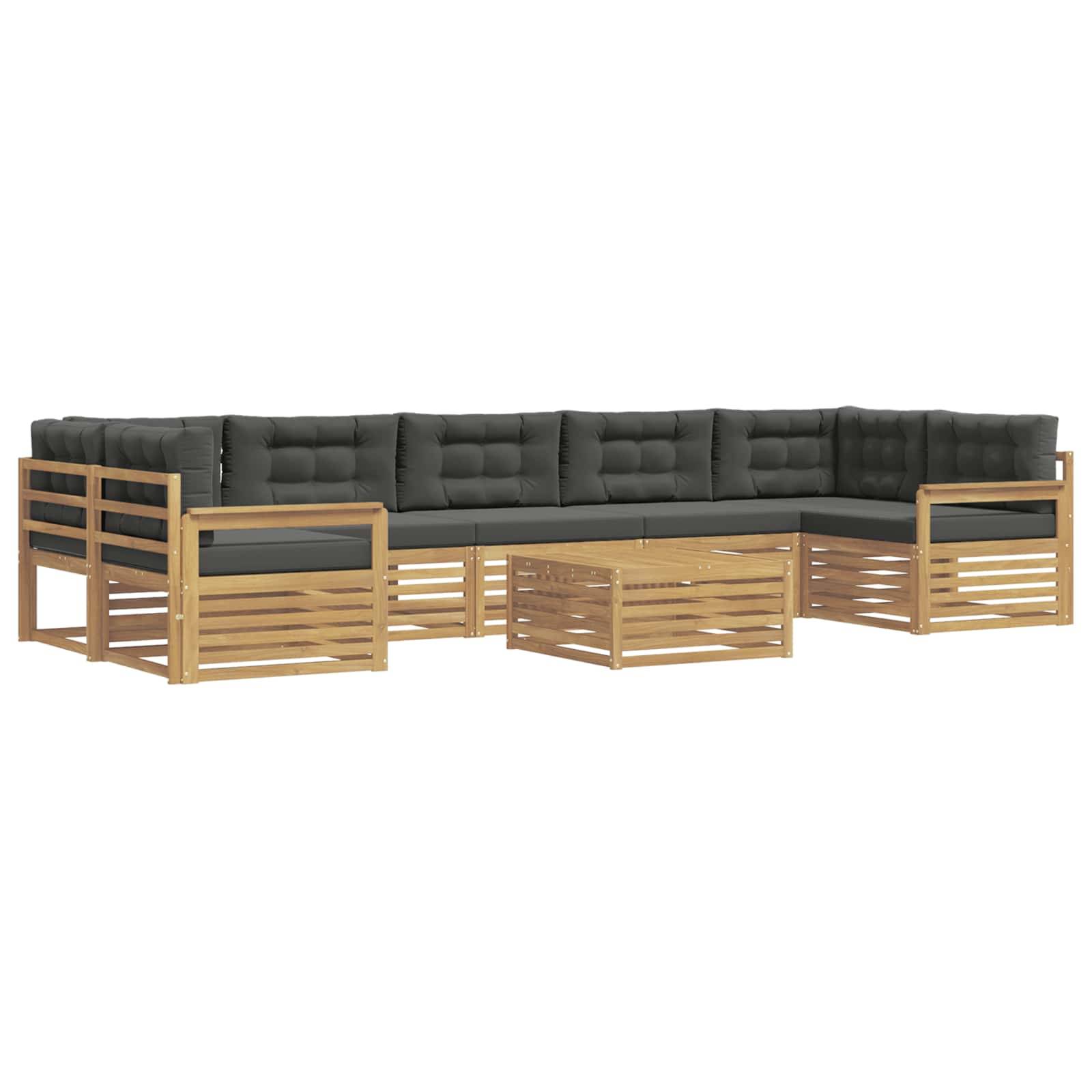 vidaXL Outdoor-Sofagarnitur 8 pcs Weiß und Anthrazit Massivholz Akazie