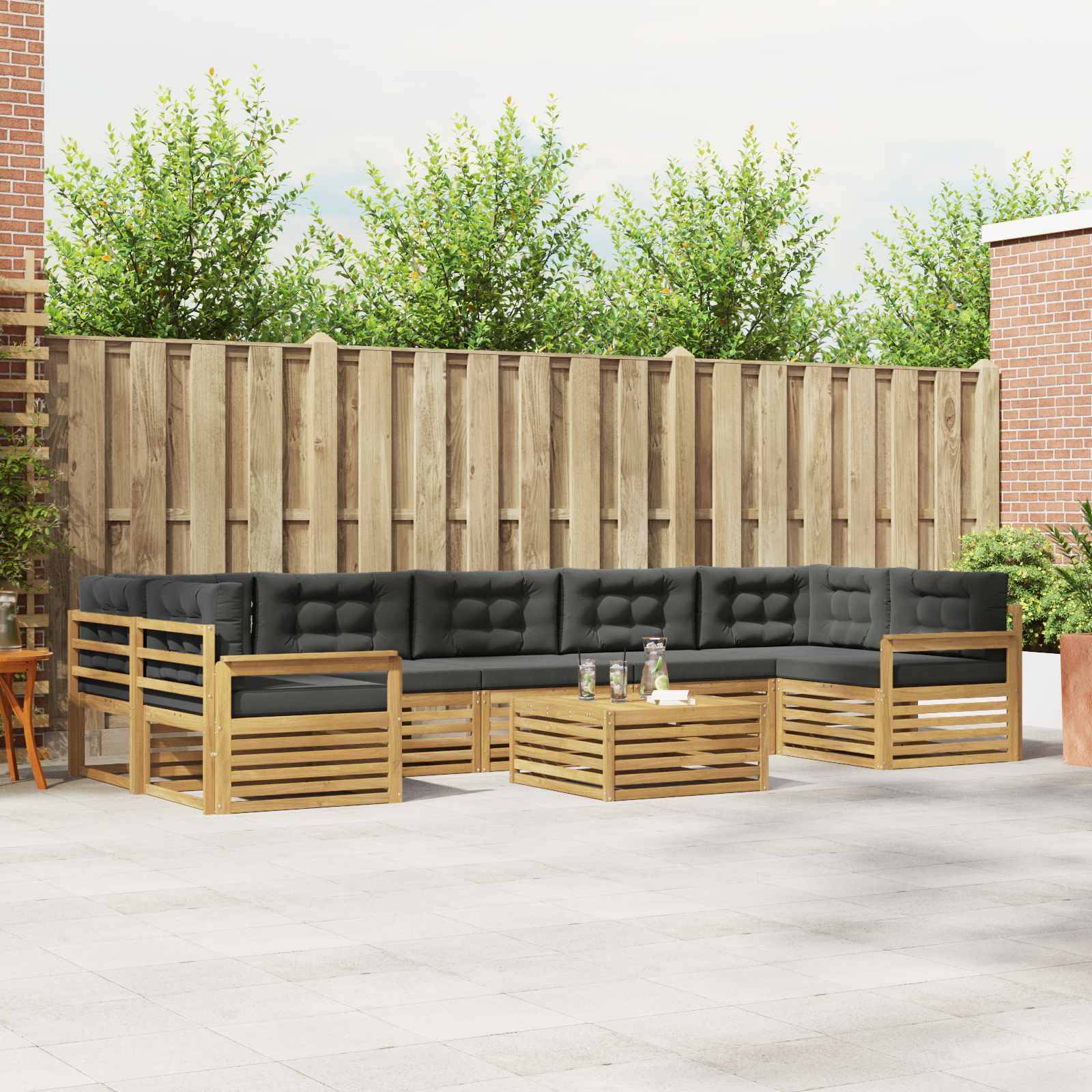 vidaXL Outdoor-Sofagarnitur 8 pcs Weiß und Anthrazit Massivholz Akazie