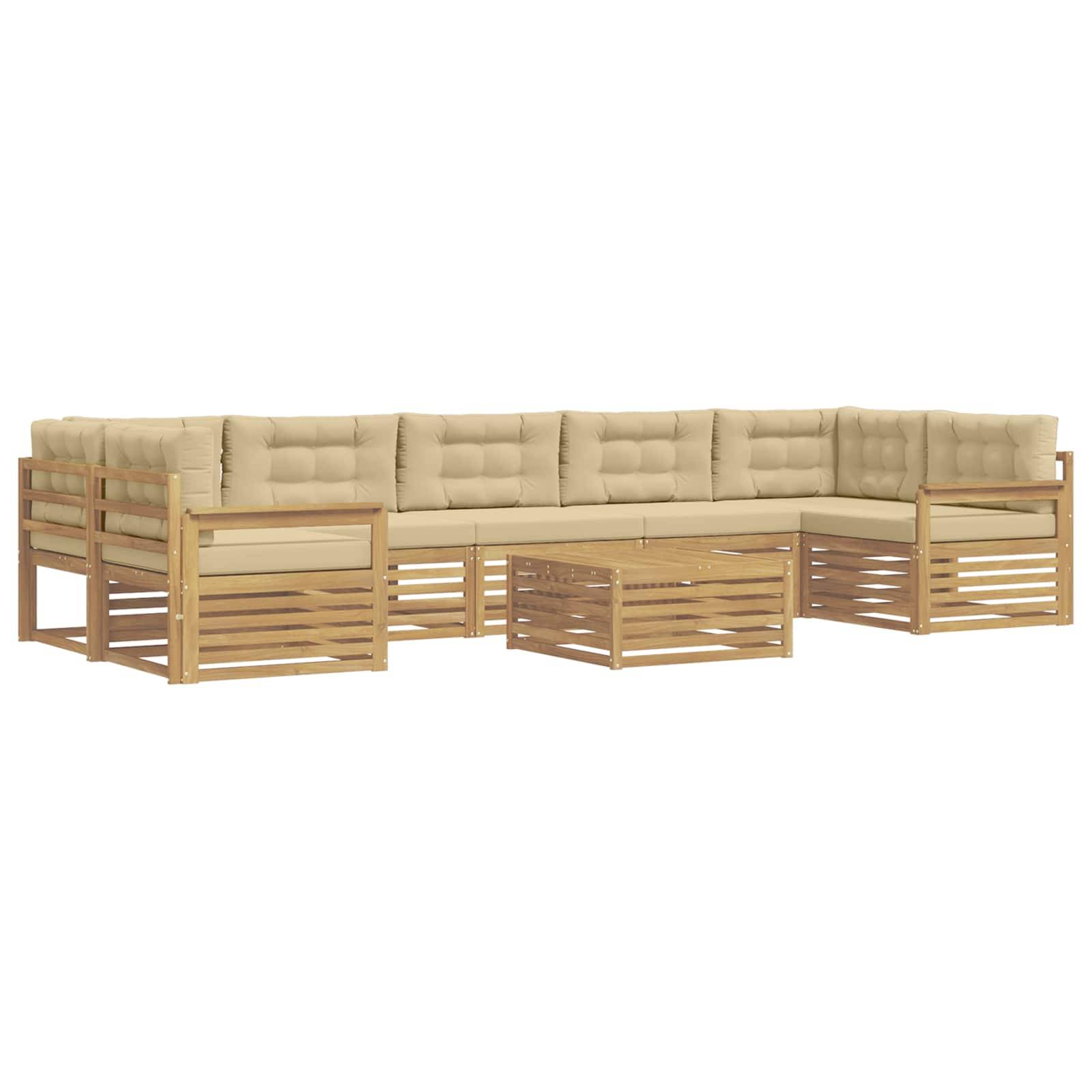 vidaXL Outdoor-Sofagarnitur 8 pcs Weiß und Beige Massivholz Akazie