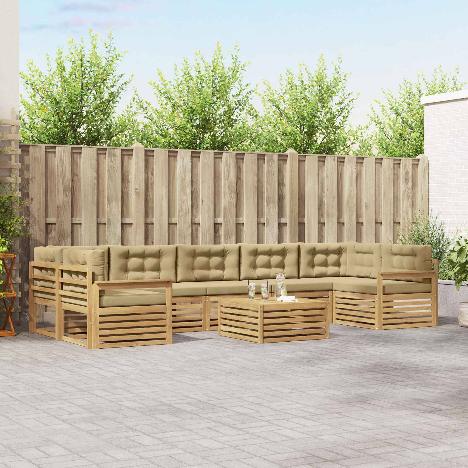 vidaXL Outdoor-Sofagarnitur 8 pcs Weiß und Beige Massivholz Akazie