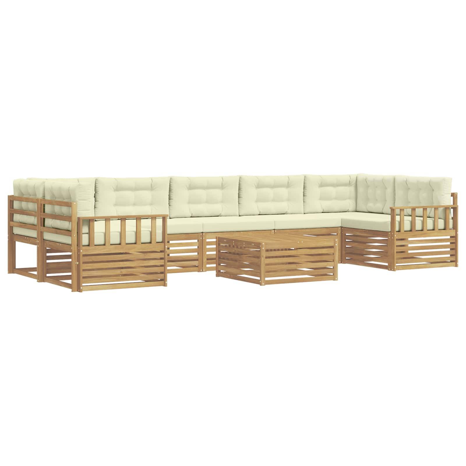 vidaXL Outdoor-Sofagarnitur 8 pcs Weiß und Creme Massivholz Akazie