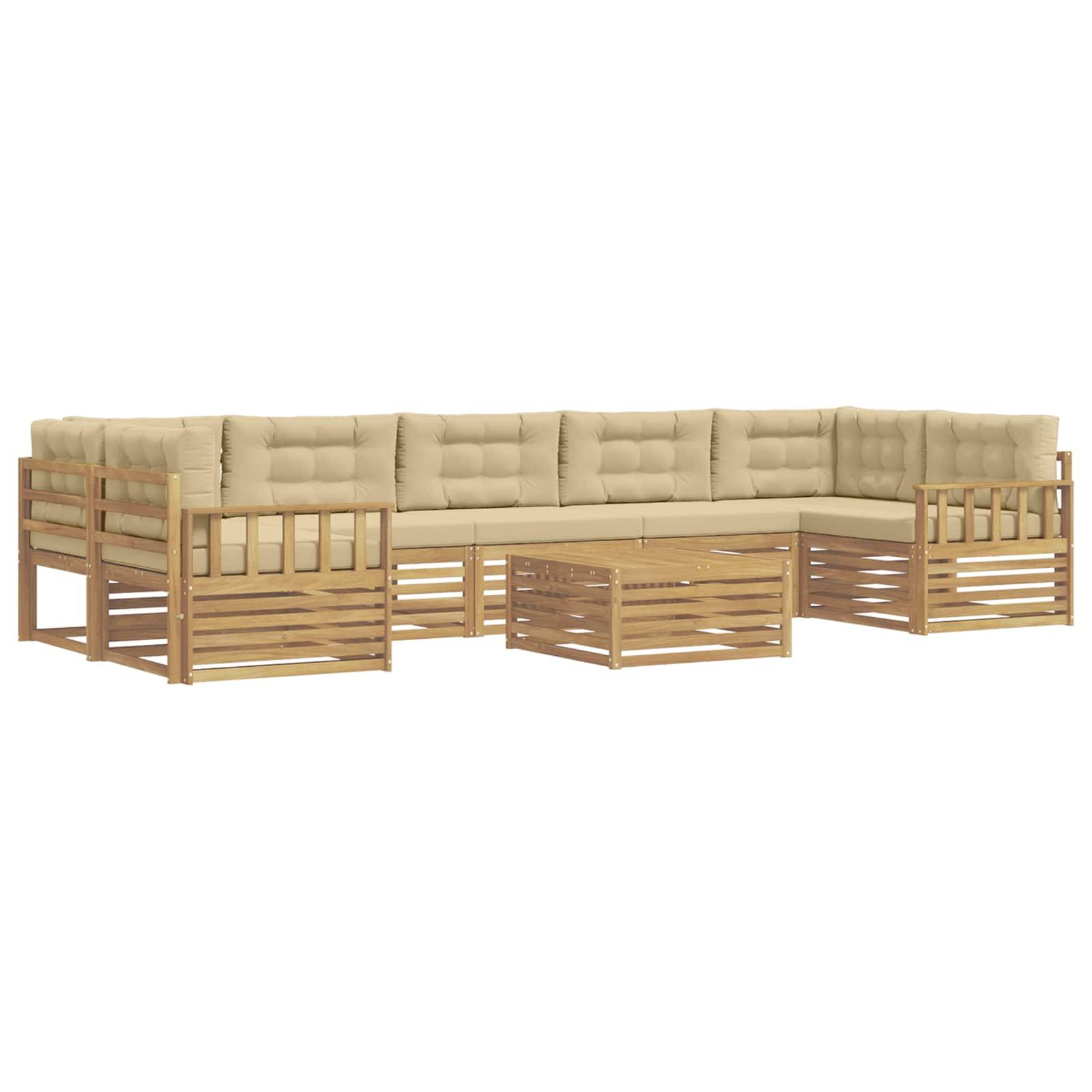 vidaXL Outdoor-Sofagarnitur 8 pcs Weiß und Beige Massivholz Akazie